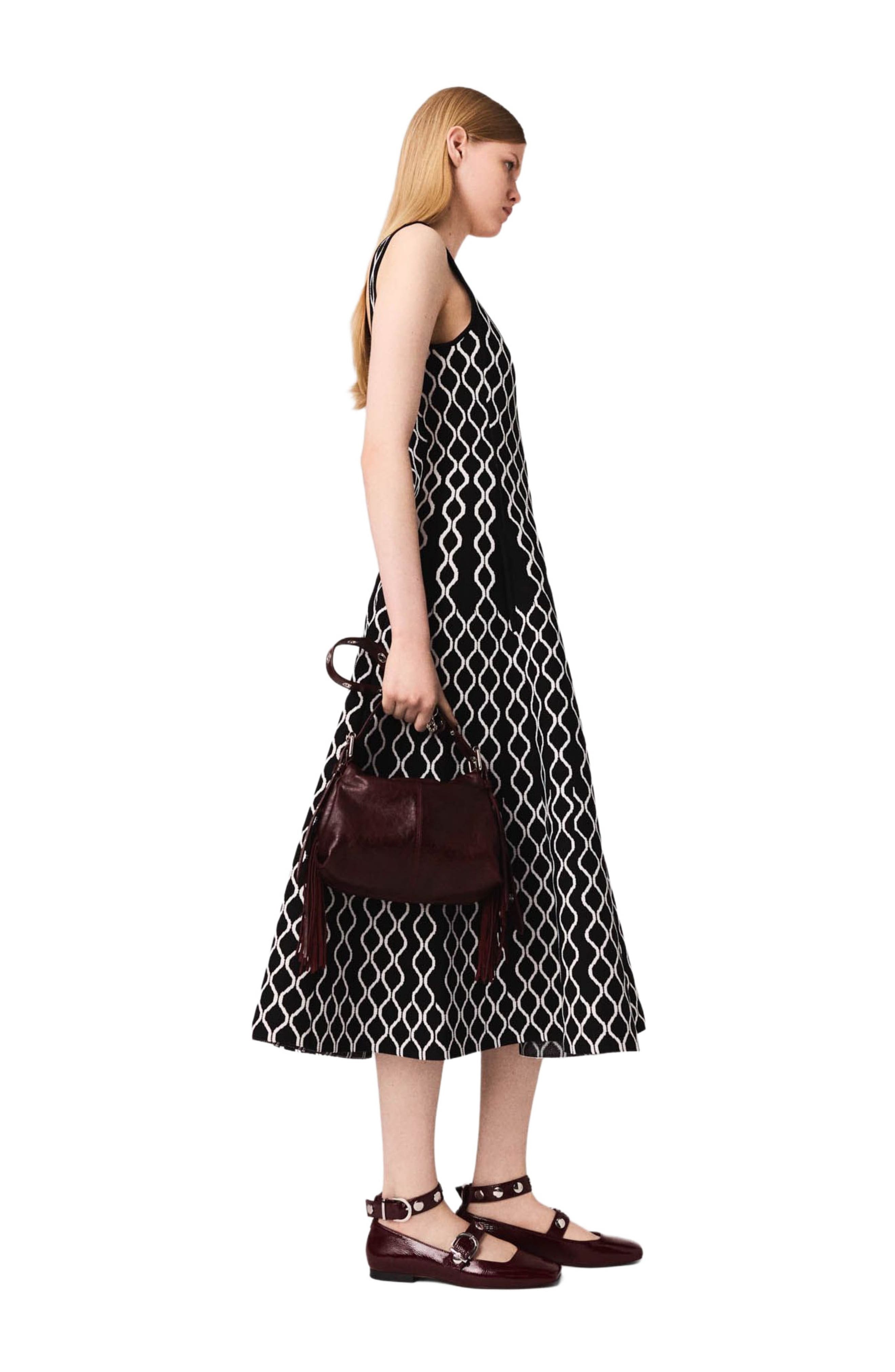 maje Jacquard knit midi dress in Black /White at Nordstrom - 3