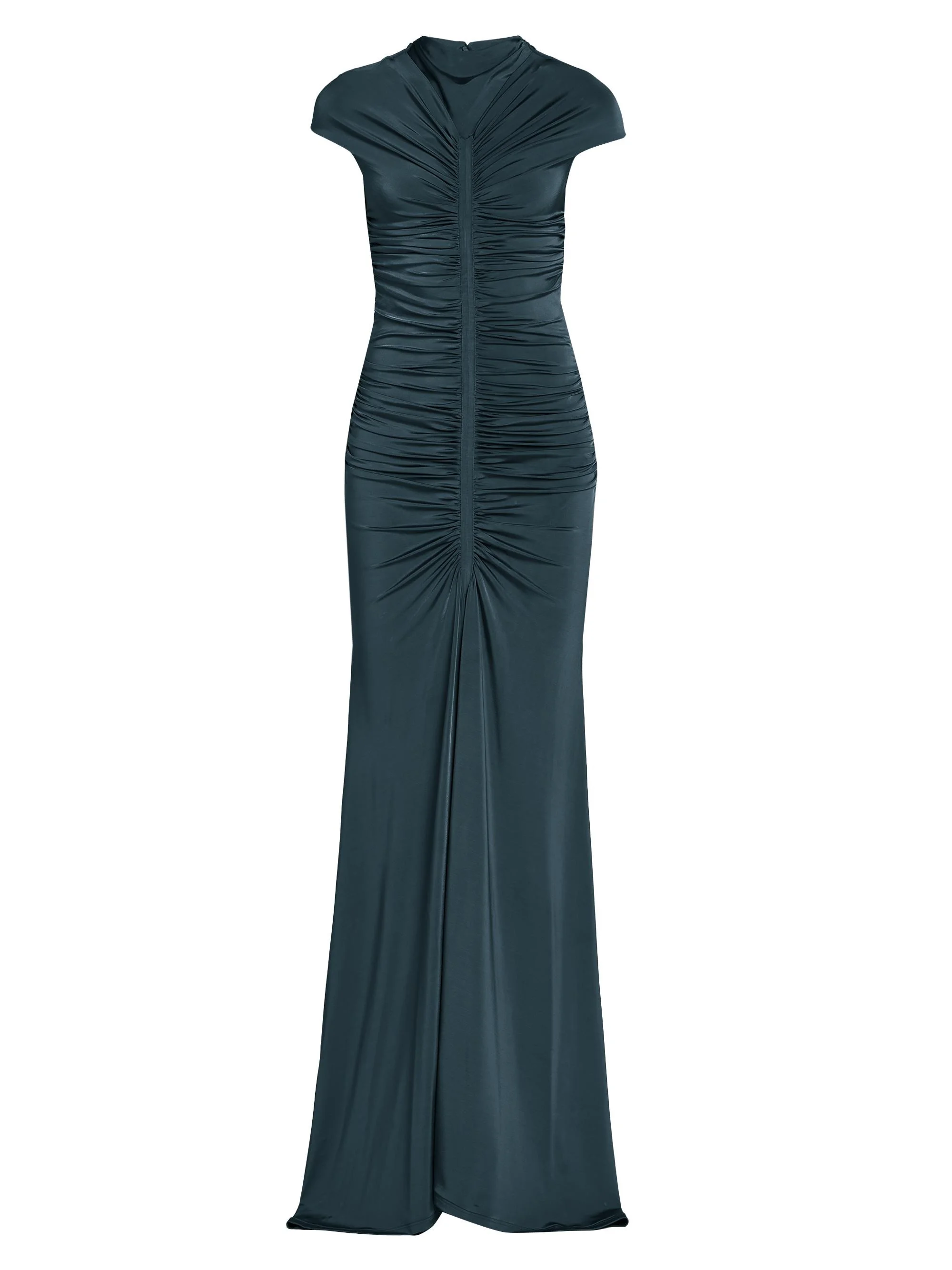 Women's Ruched Jersey Gown - Green - 1