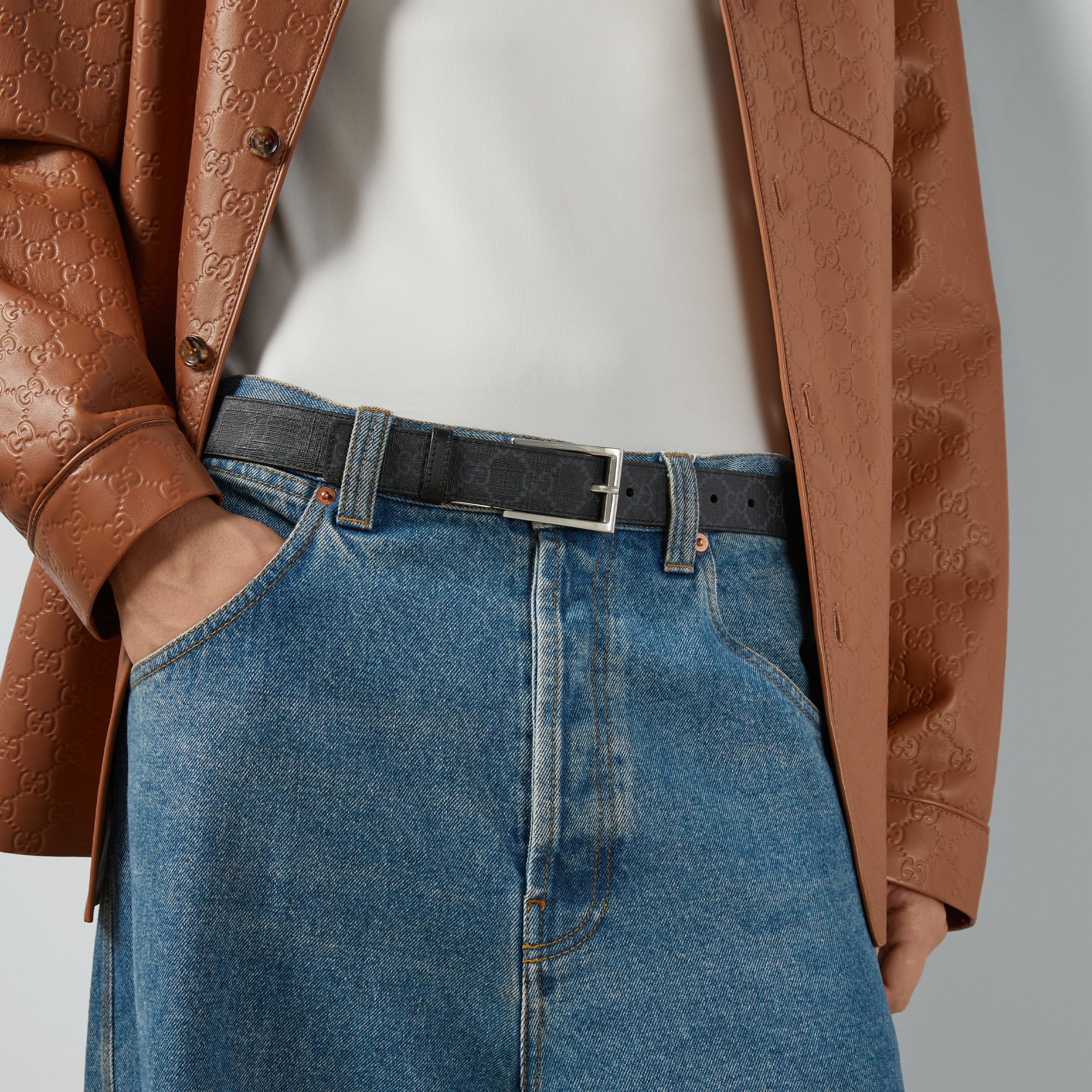 Reversible belt with rectangular buckle - 3