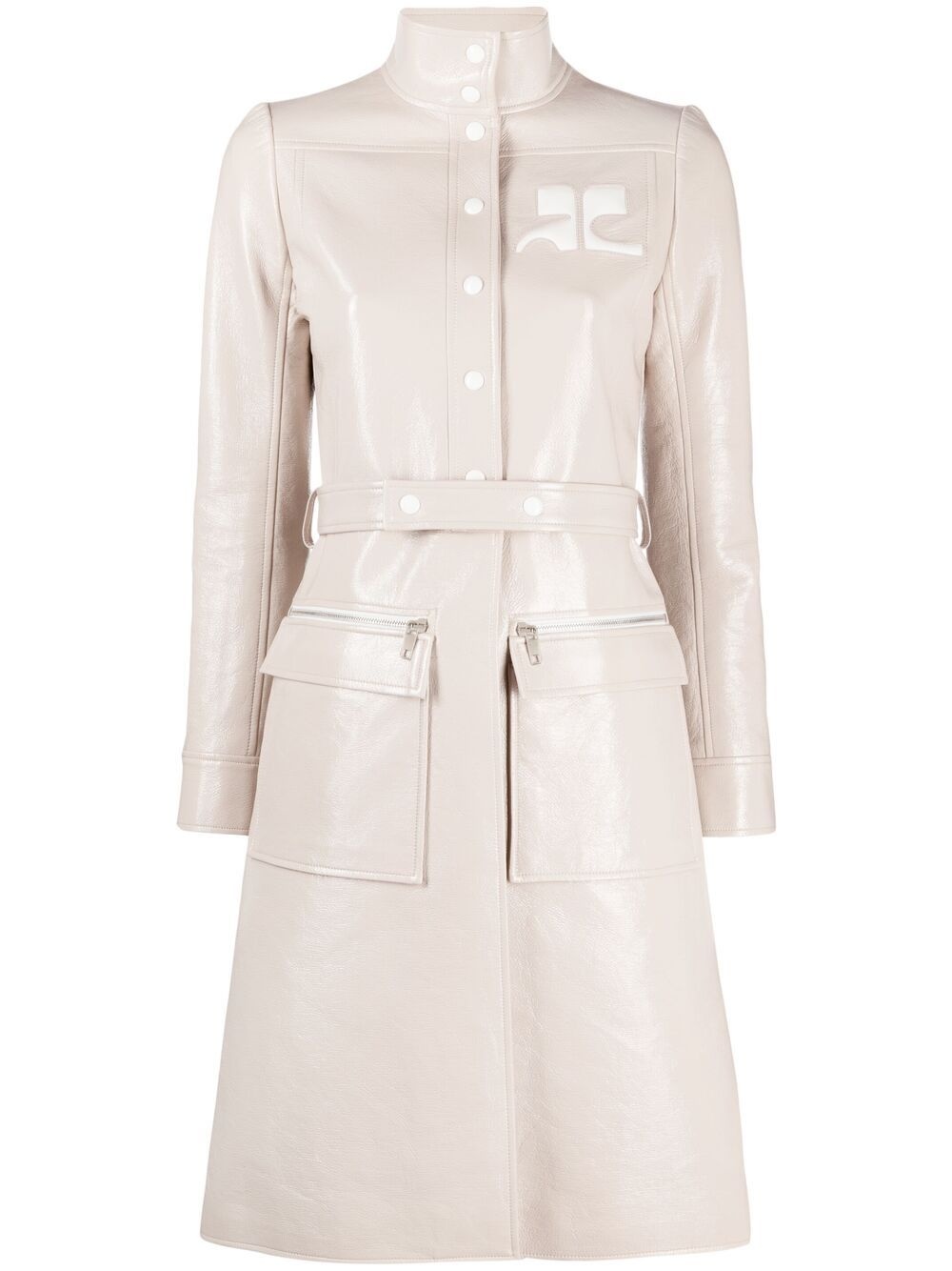 logo-appliqué vinyl trench coat - 1