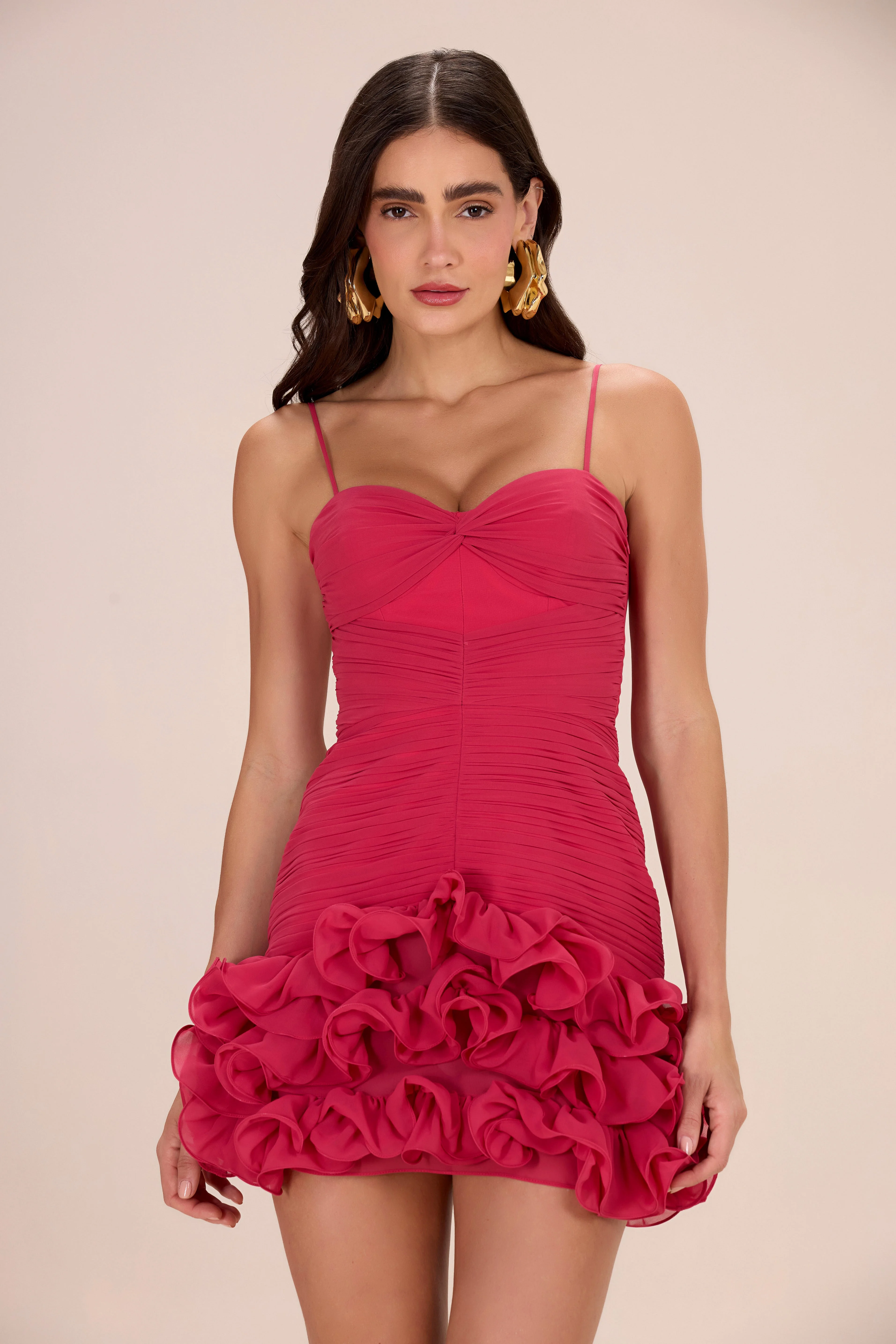 FLORAL CHIFFON CORSET MINI DRESS - 1