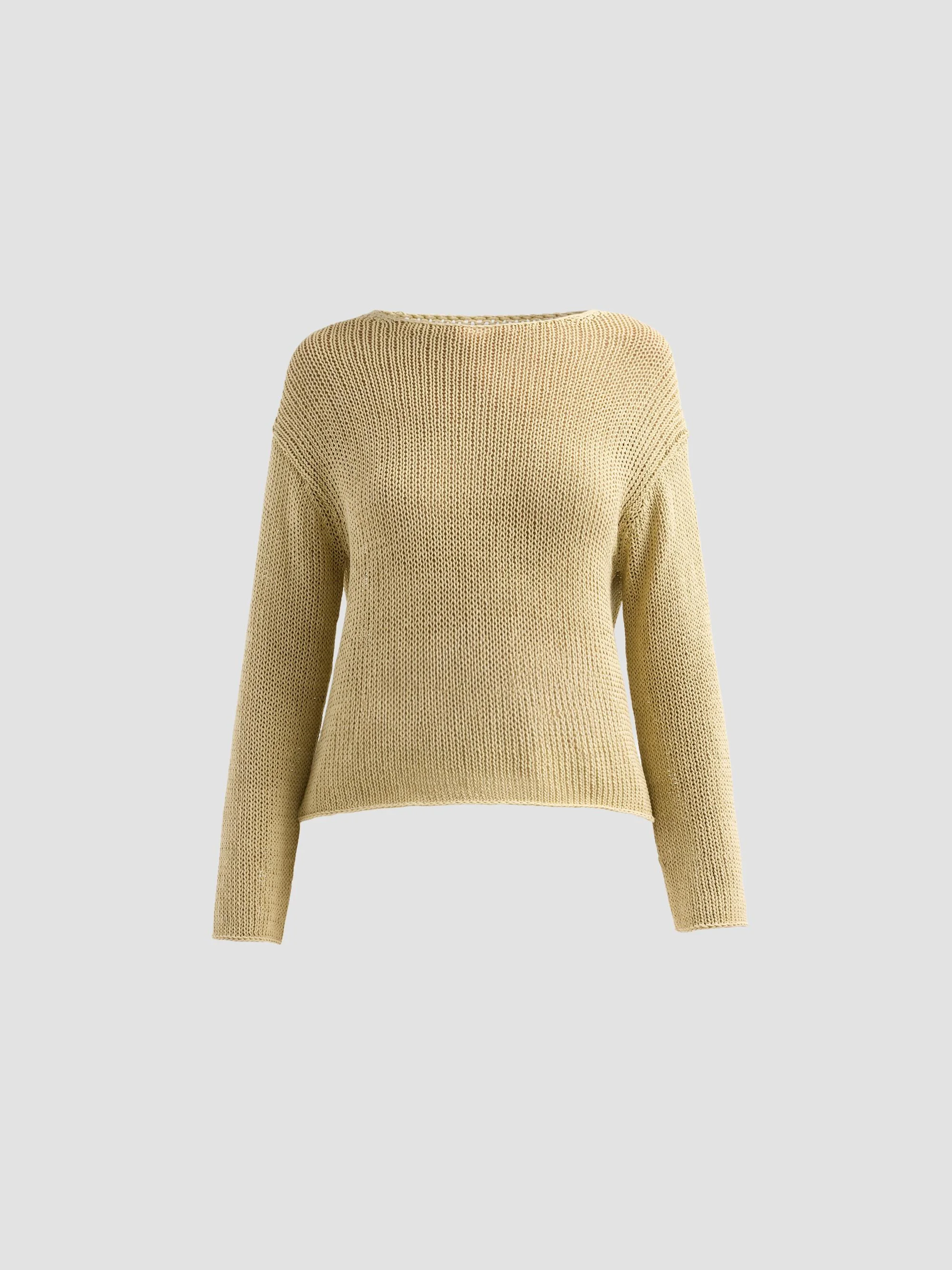 Women's Coated Stretch-Cotton Knit Sweater - Maiz - 1
