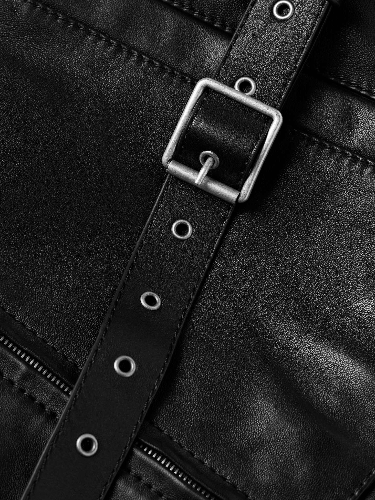 Lascari Slim-Fit Belted Leather Jacket - 5