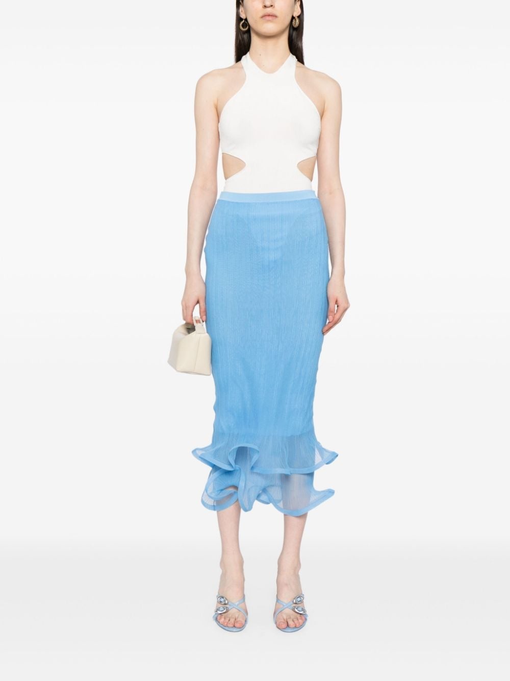 ruffle-hem plissÃ© pencil skirt - 4