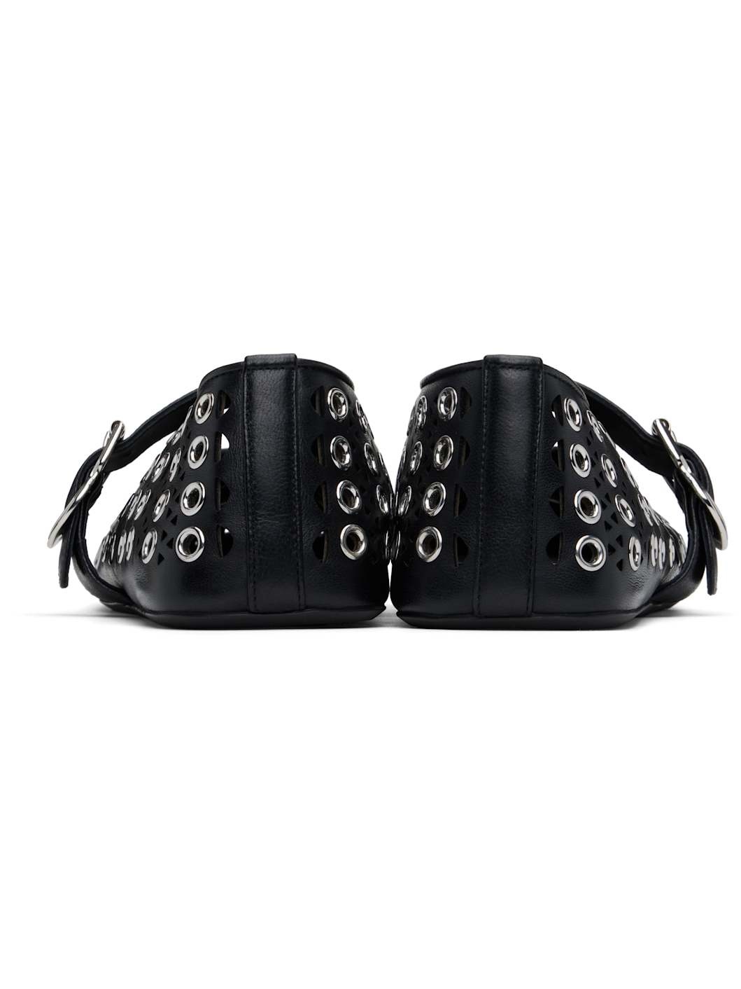 Black Vienne Lambskin Eyelets Ballerina Flats - 2