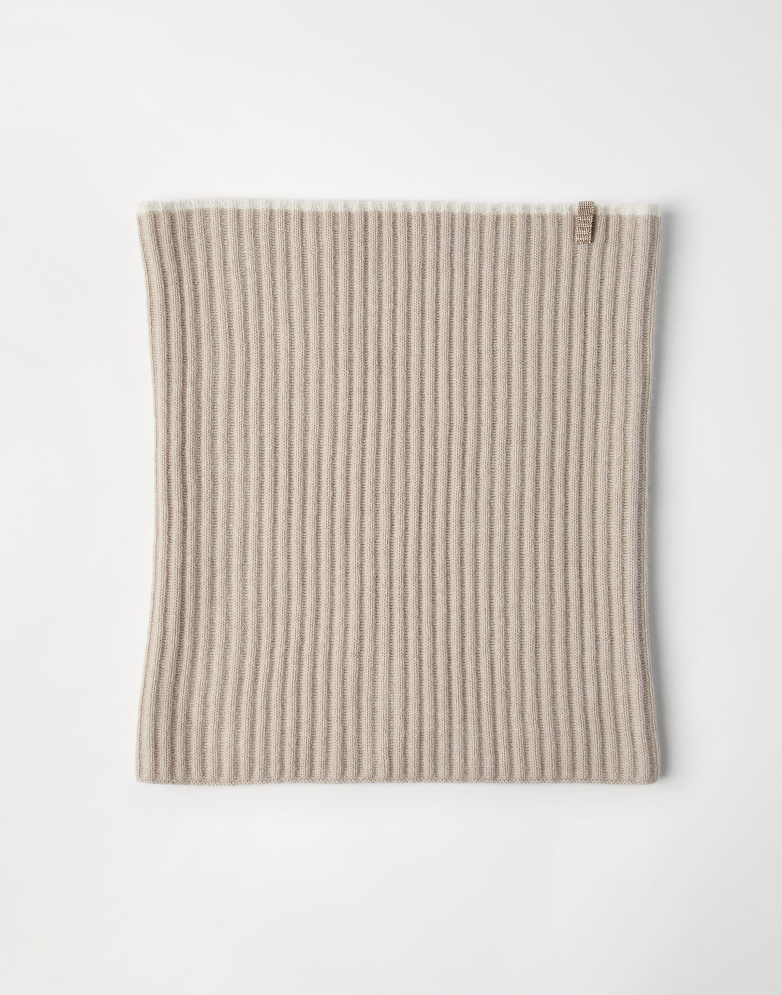 Cashmere rib knit neck warmer with monili - 1