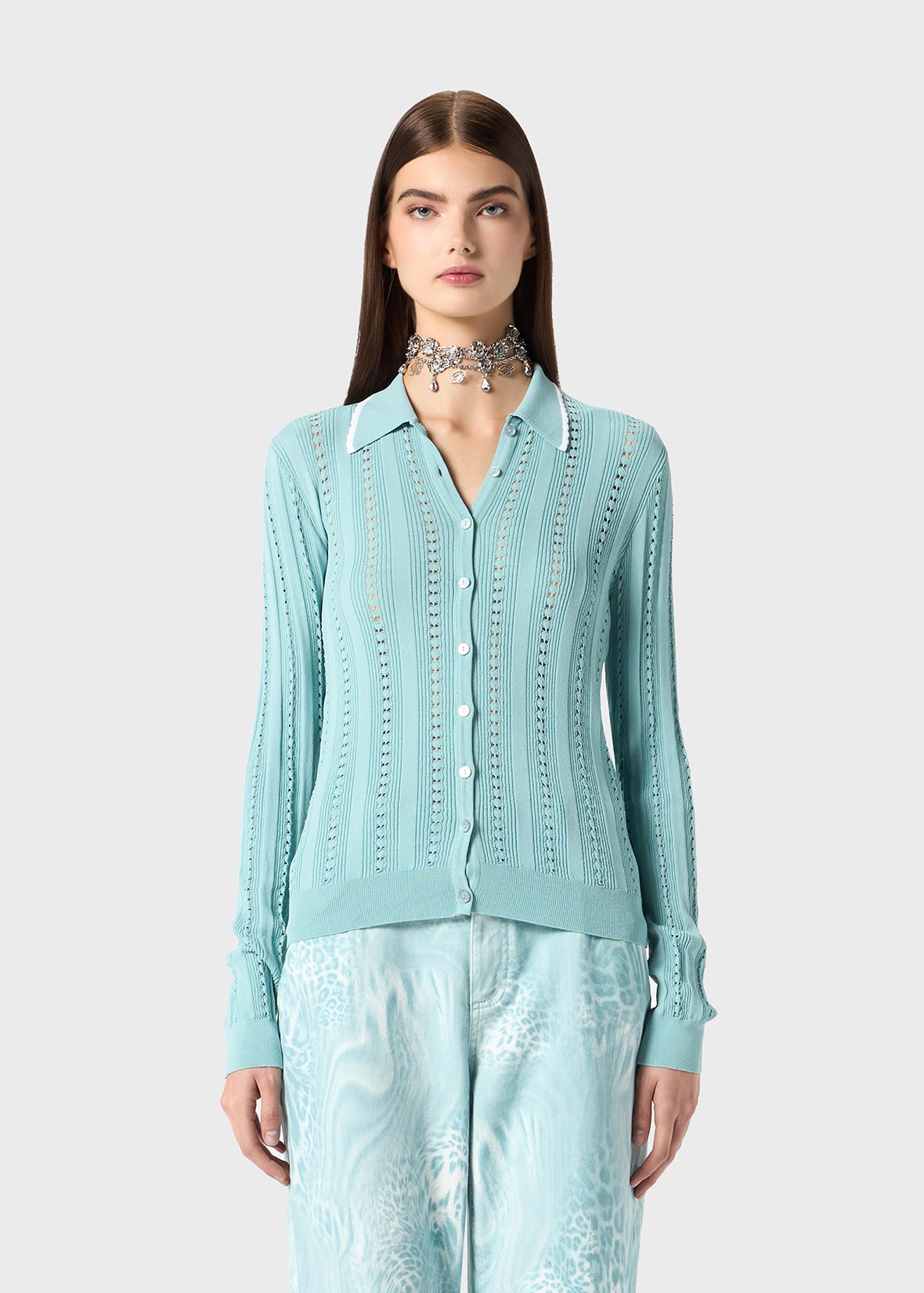 PERFORATED KNIT CARDIGAN - 3
