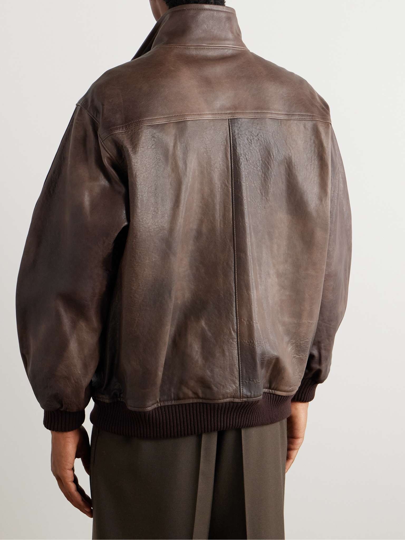 Leather Bomber Jacket - 4