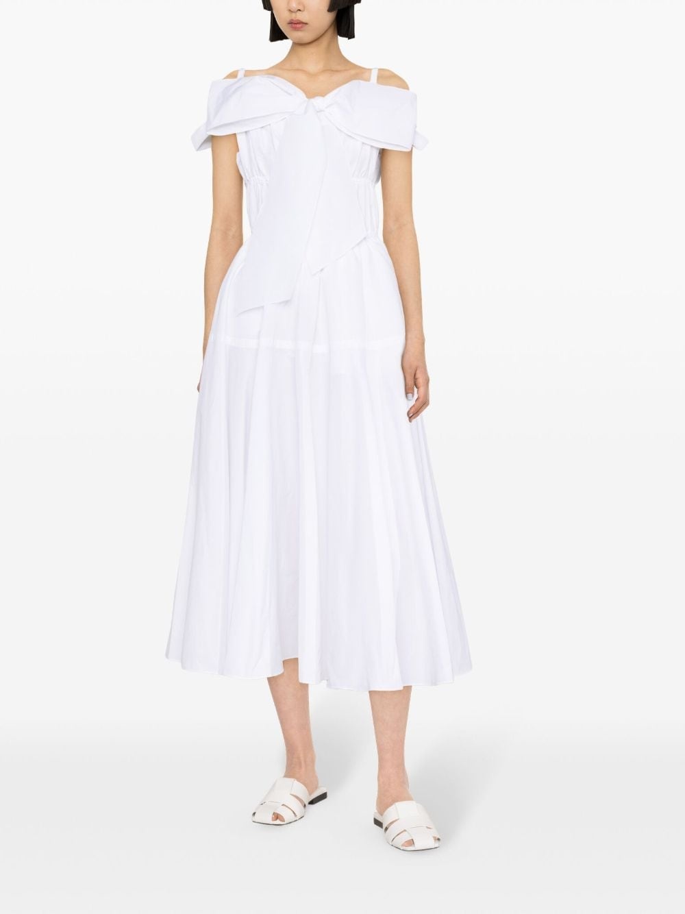 bow-detail flared midi dress - 2