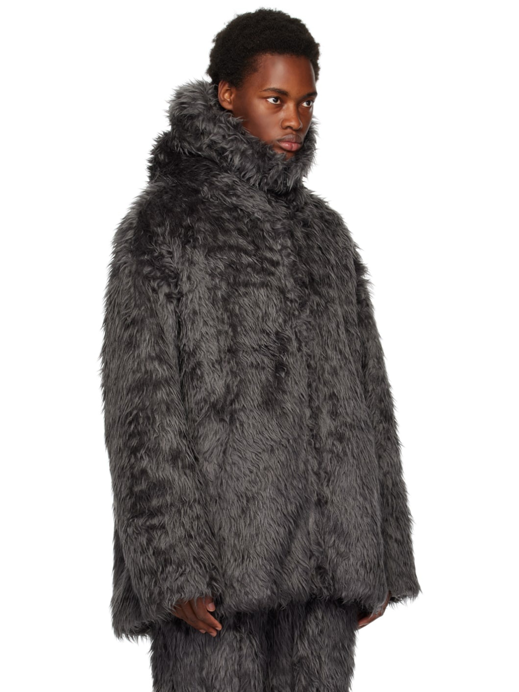 doublet Gray Animal Faux-Fur Jacket | REVERSIBLE