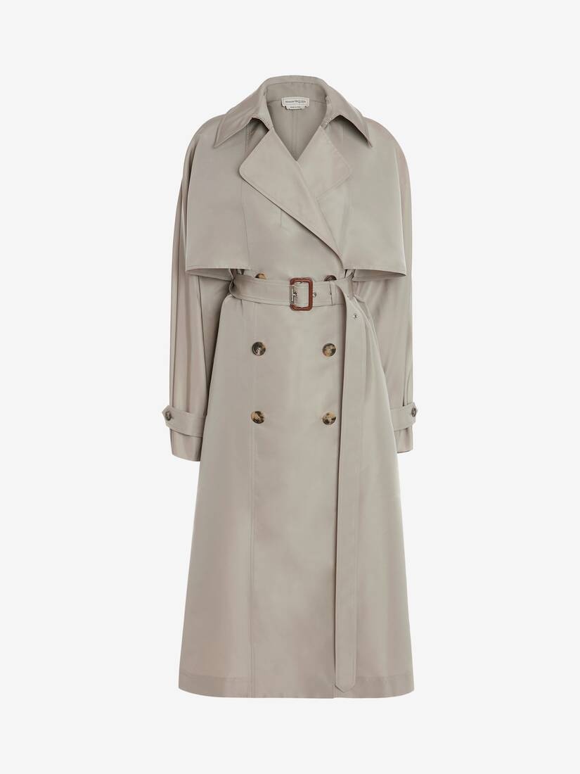 Dropped Sleeve Trench Coat in Stone - 1