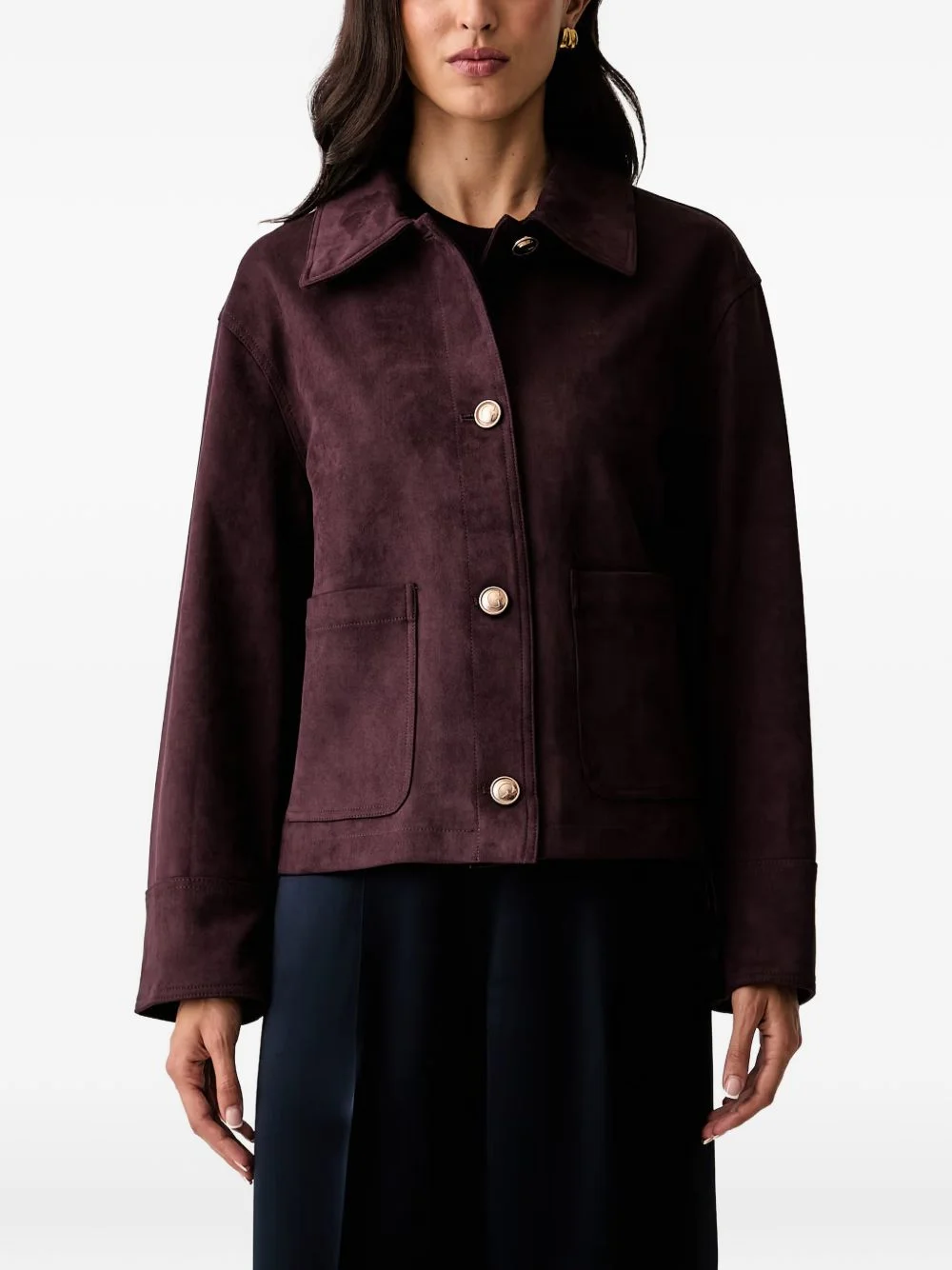 suede-effect logo-patch jacket - 1