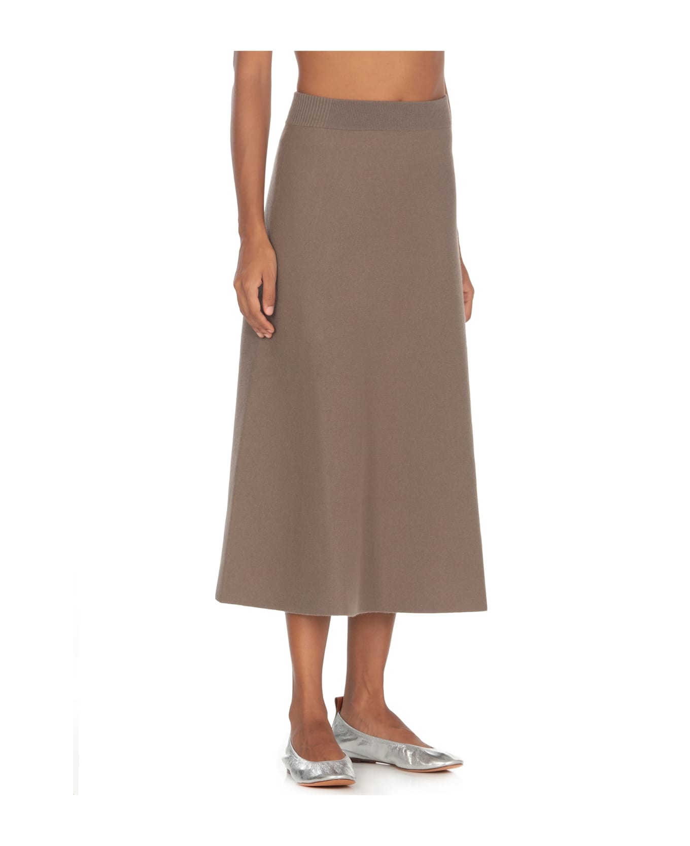 Beige Wool Blend Skirt - 3