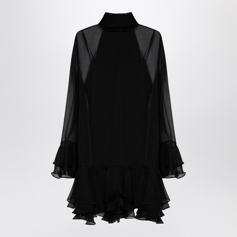 Valentino Semi Transparent Black Silk Dress Women - 1