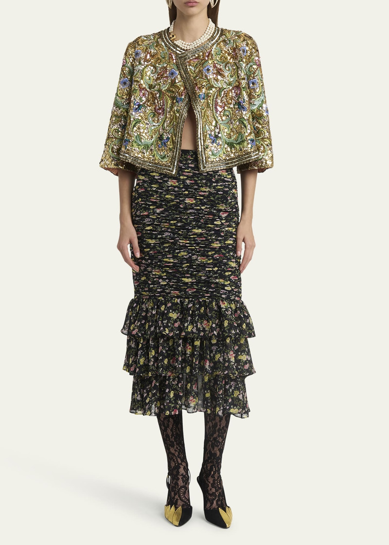 Valentino Floral Sequin Caplet Jacket outlook