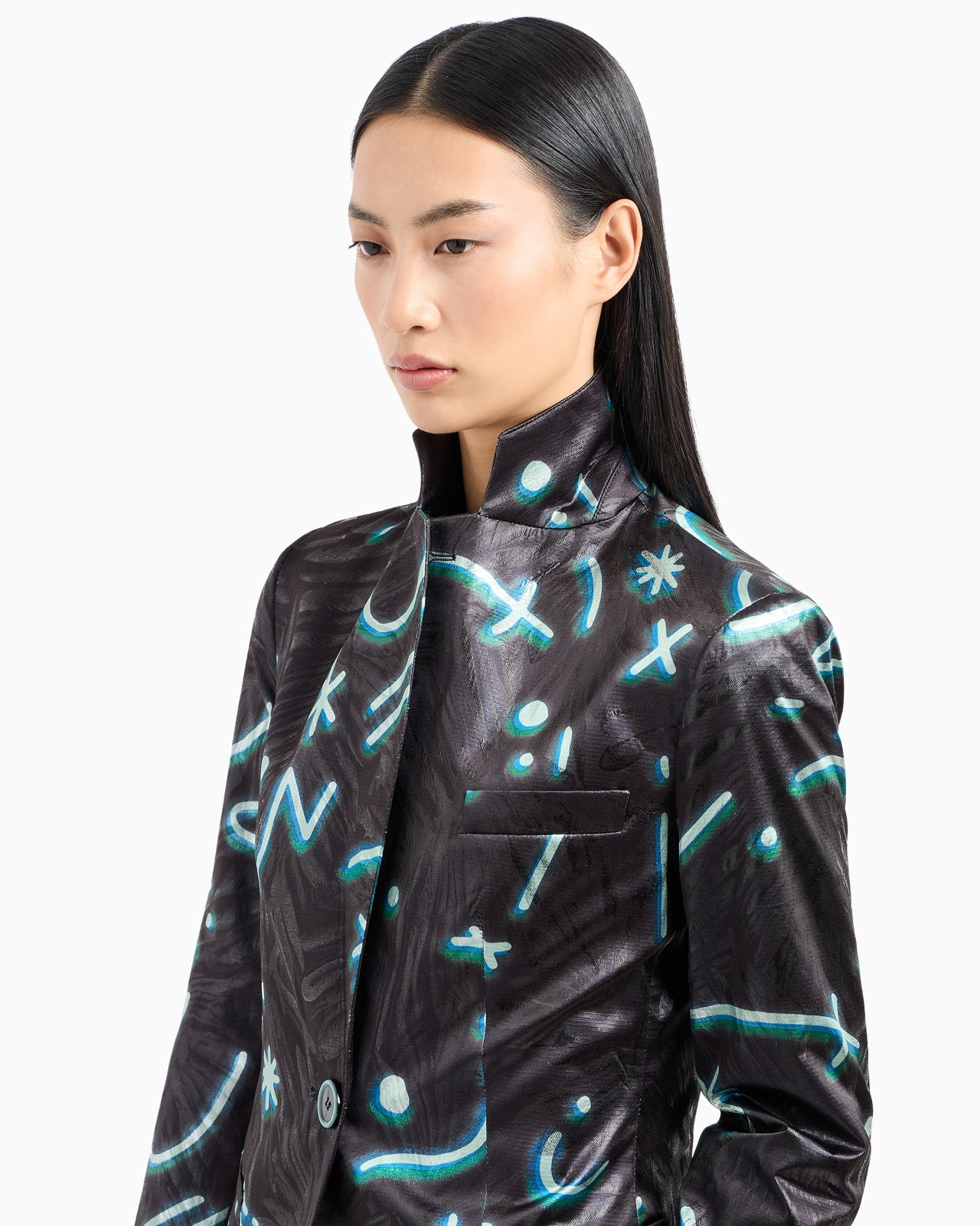 Single-breasted blazer in lurex fabric with an all-over Starry Sky print - 5
