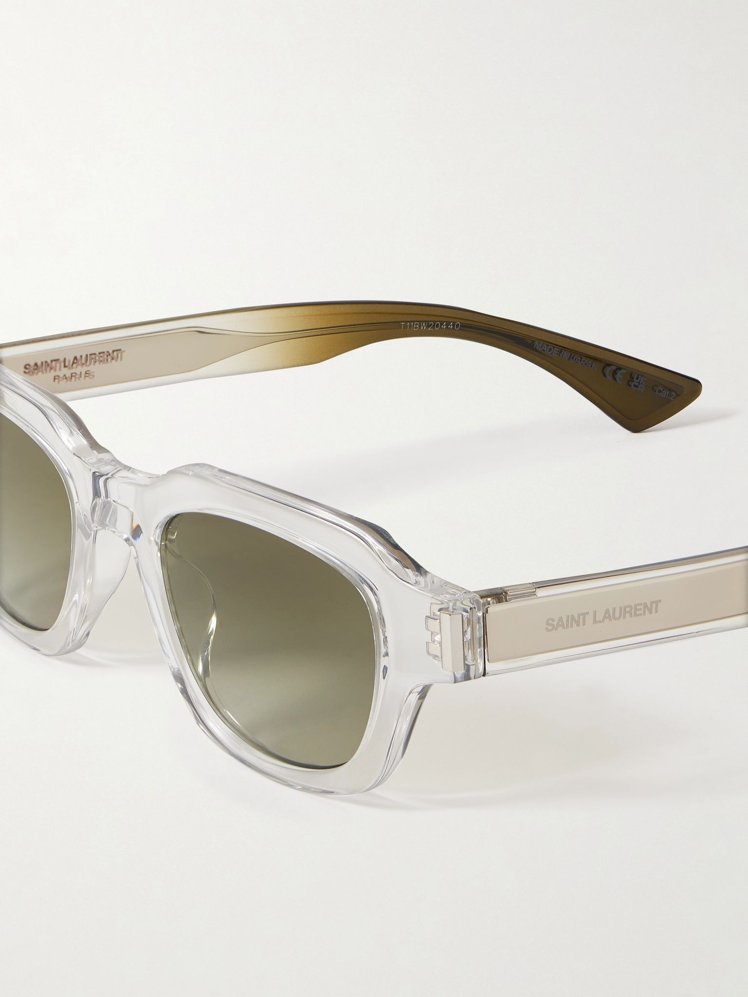 D-frame acetate and silver-tone sunglasses Clear - 4