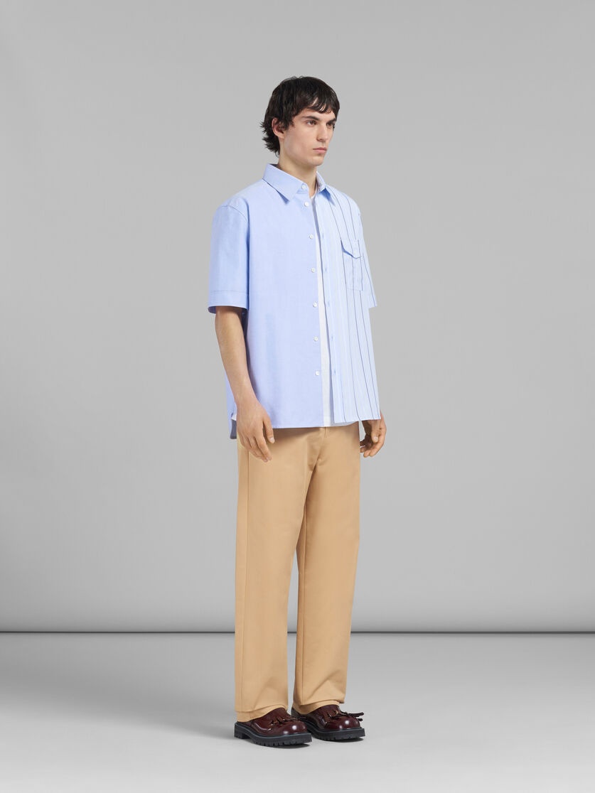 LIGHT BLUE BIO POPLIN HALF-AND-HALF SHIRT - 5