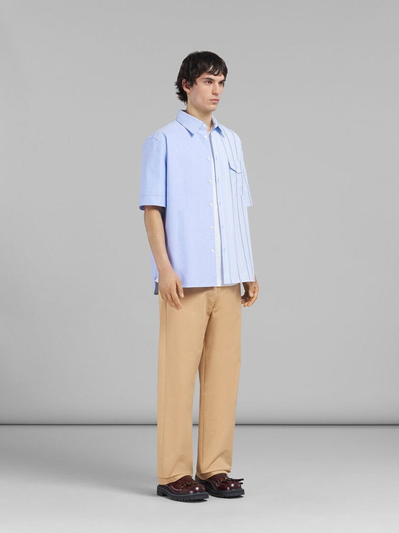 LIGHT BLUE BIO POPLIN HALF-AND-HALF SHIRT 5
