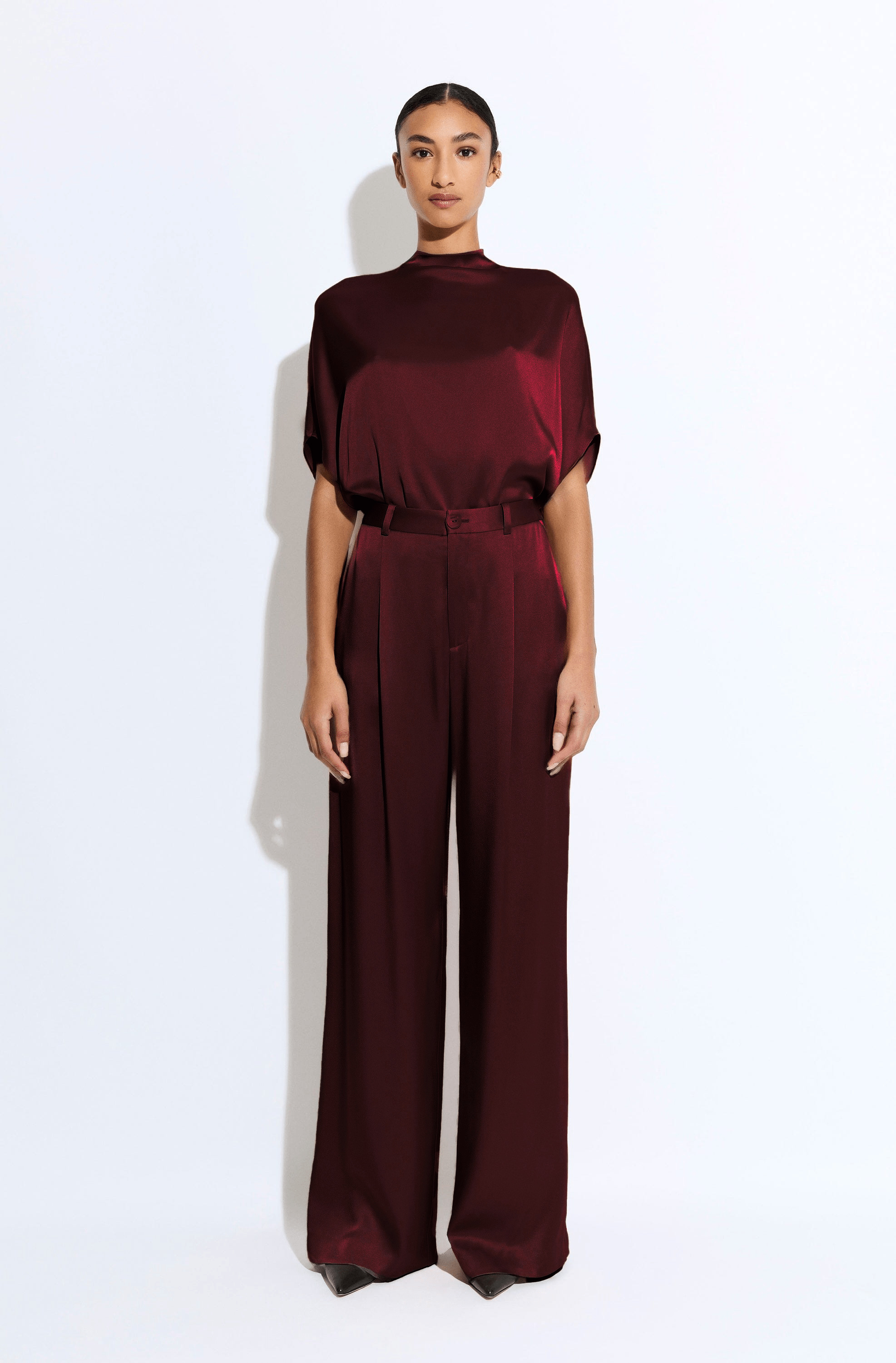 Satin Relaxed Pleated Pant - 2