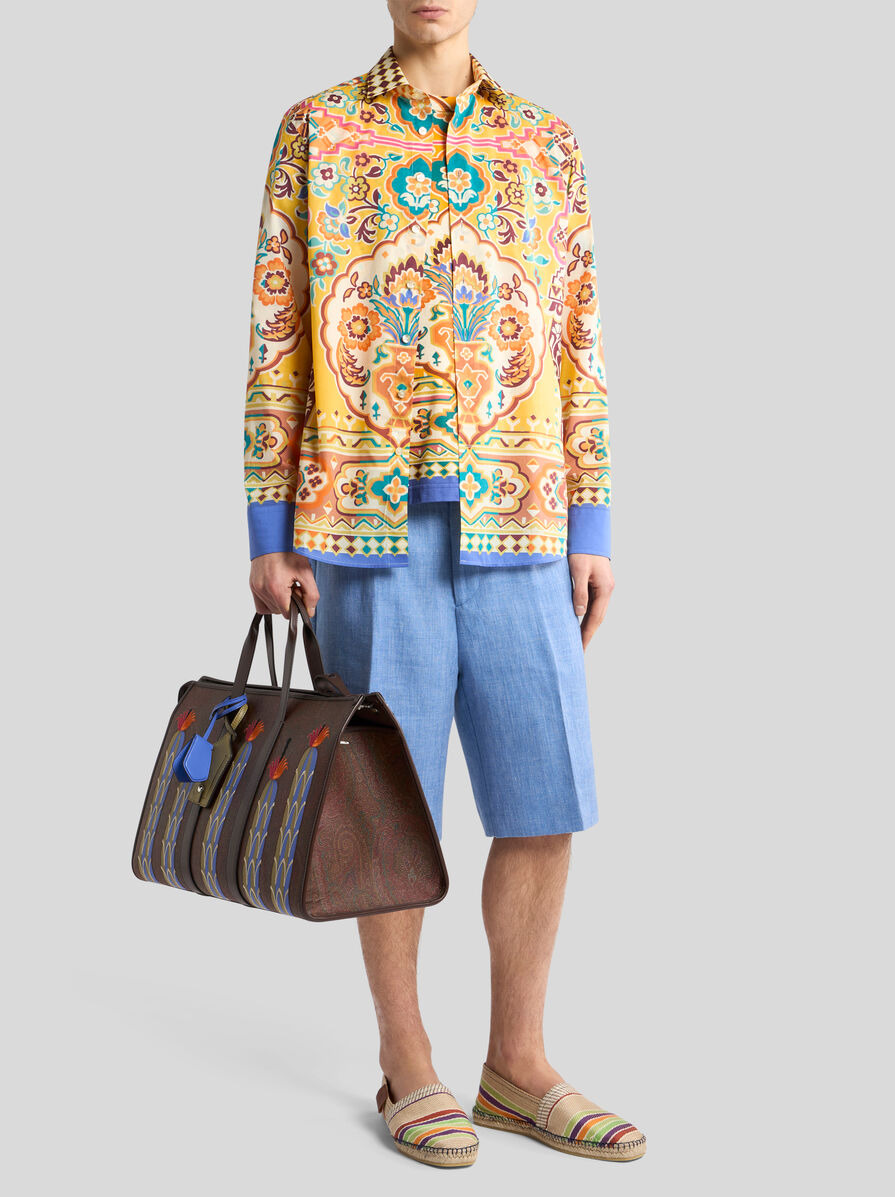 COTTON AND LINEN T-SHIRT WITH PRINT - 4