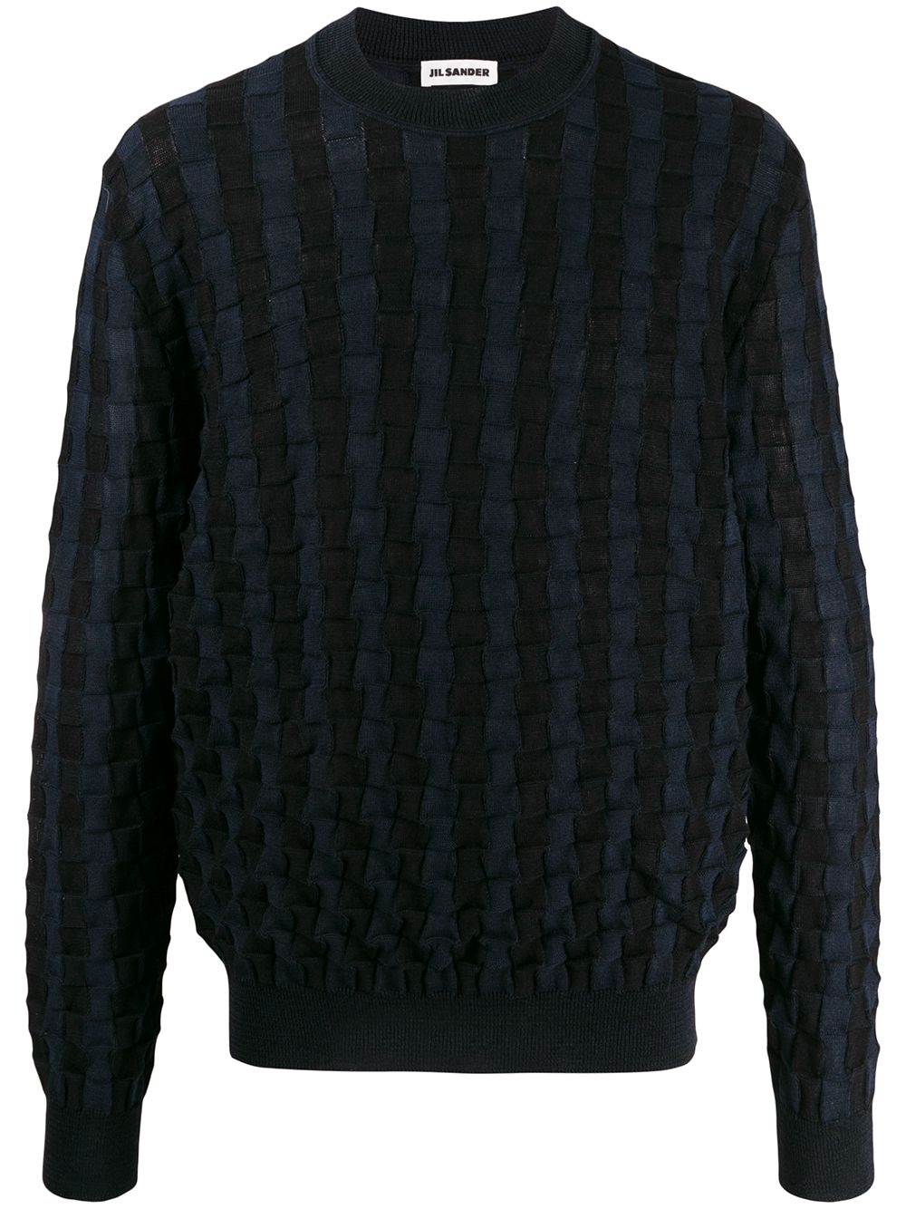 woven knit crew neck jumper - 1