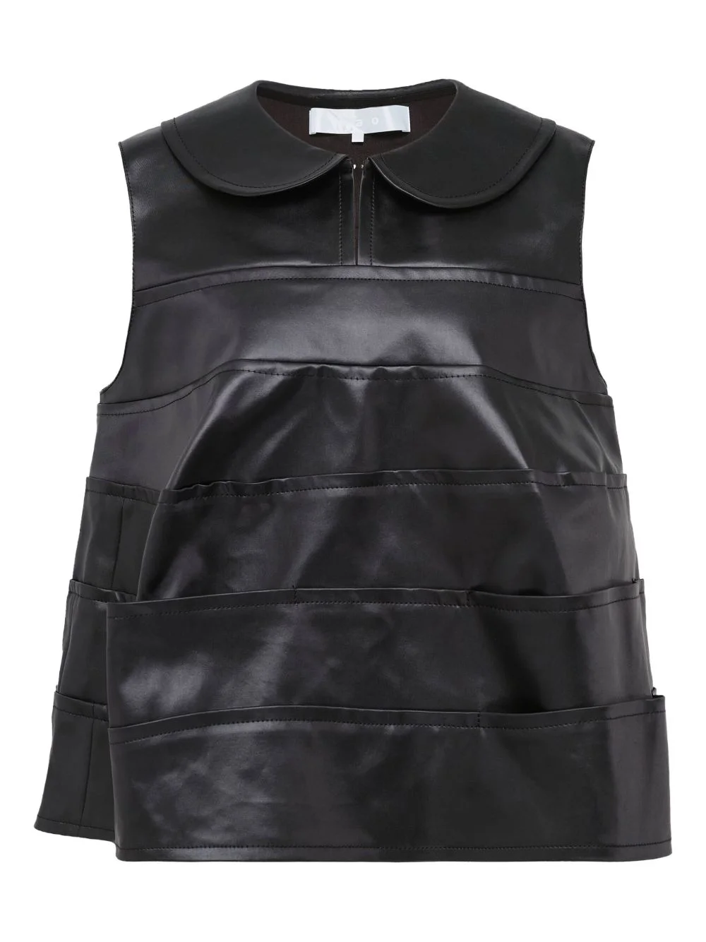 faux-leather layered tank top - 1