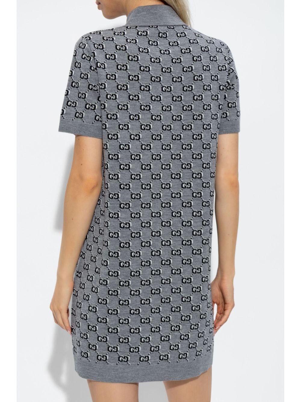 wool jacquard polo dress - 4