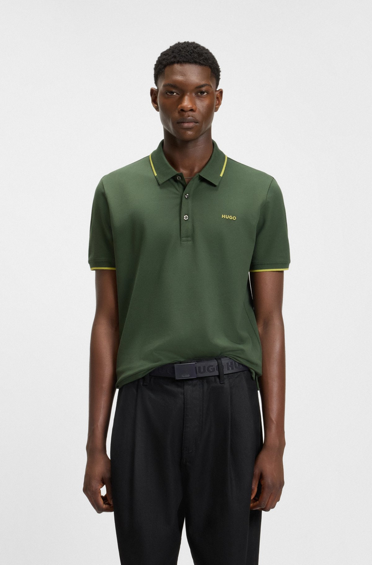 STRETCH-COTTON SLIM-FIT POLO SHIRT WITH PRINTED LOGO - 2