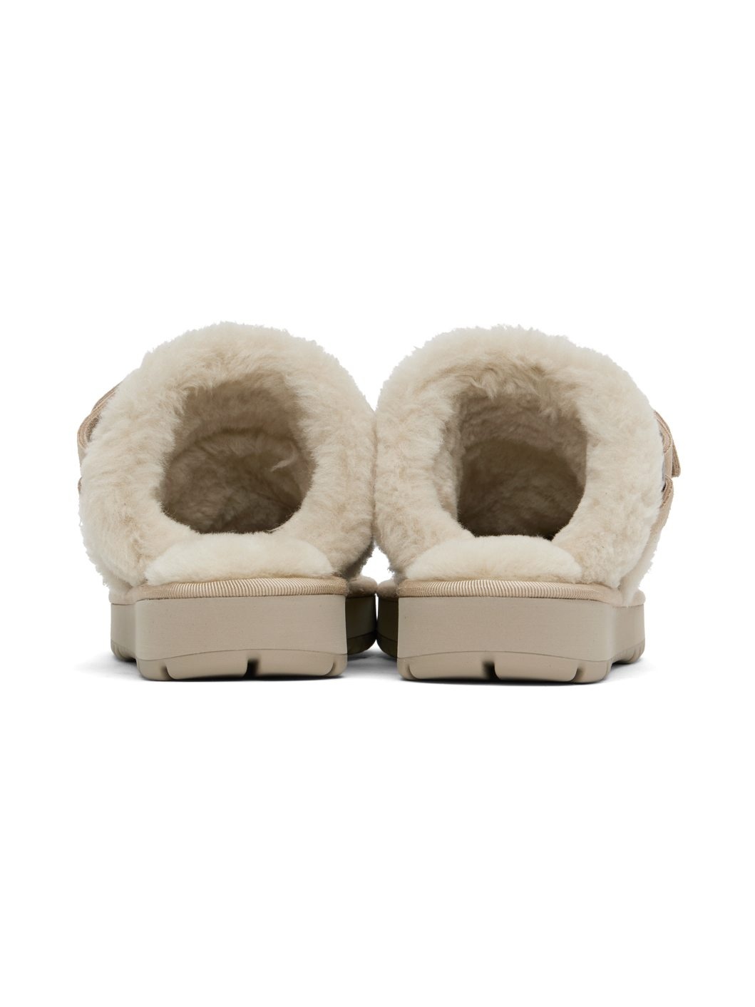 Beige Suede & Shearling Chubby Slippers - 2