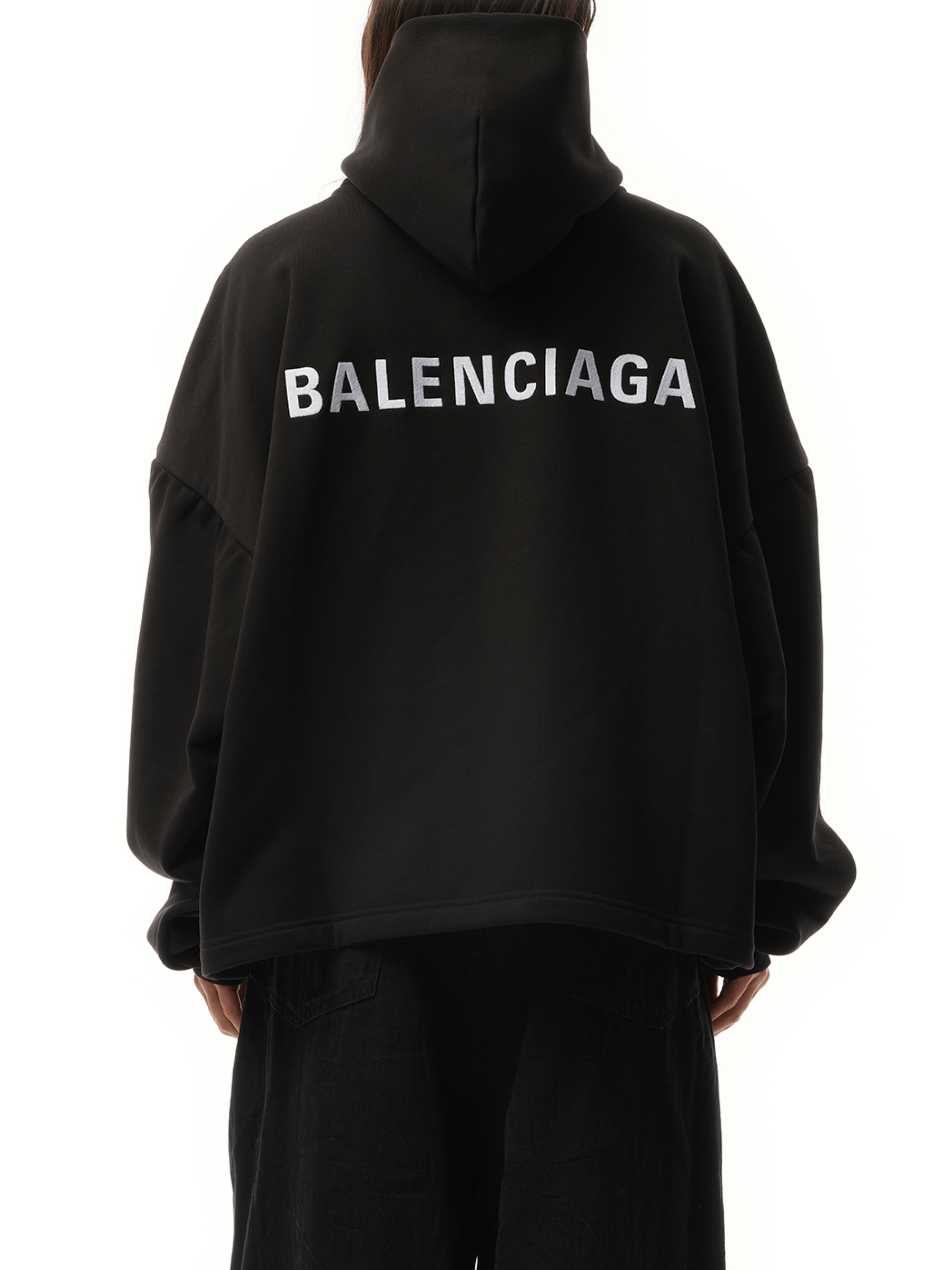Logo Embroidered Hoodie in Black/White - 6