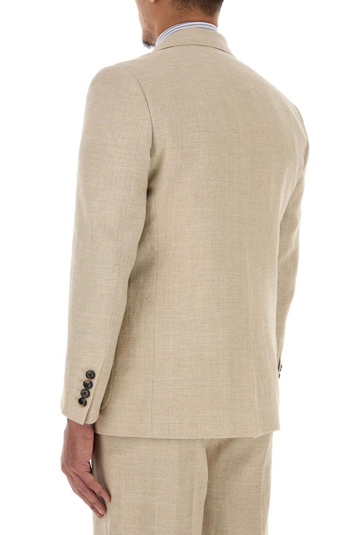 Beige linen blend blazer - 4