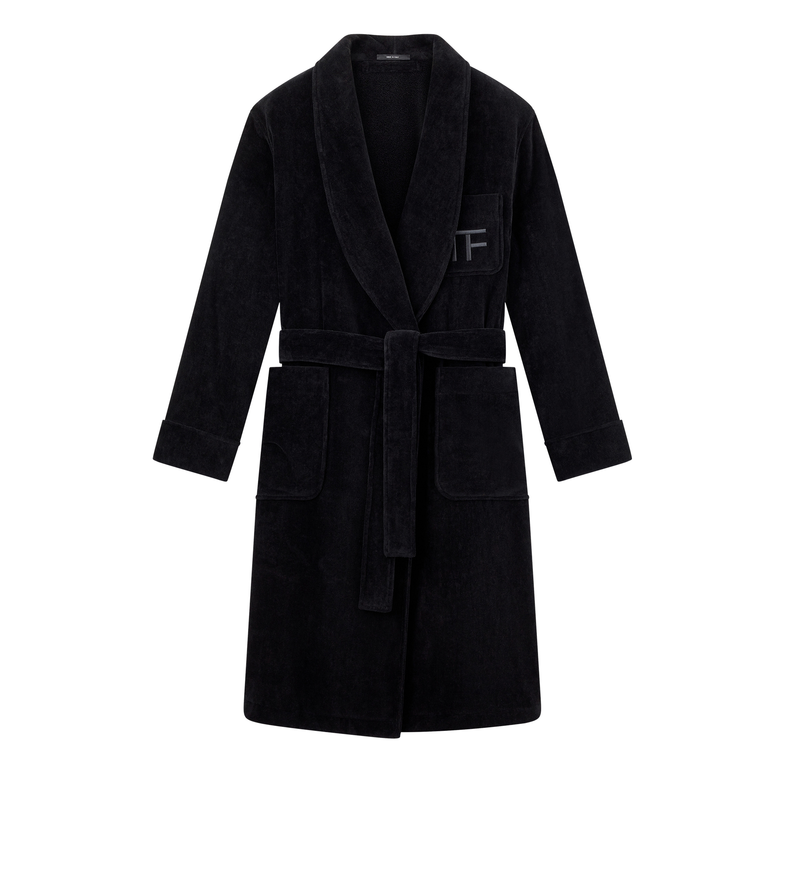 SOLID TOWELLING SHAWL COLLAR ROBE - 1