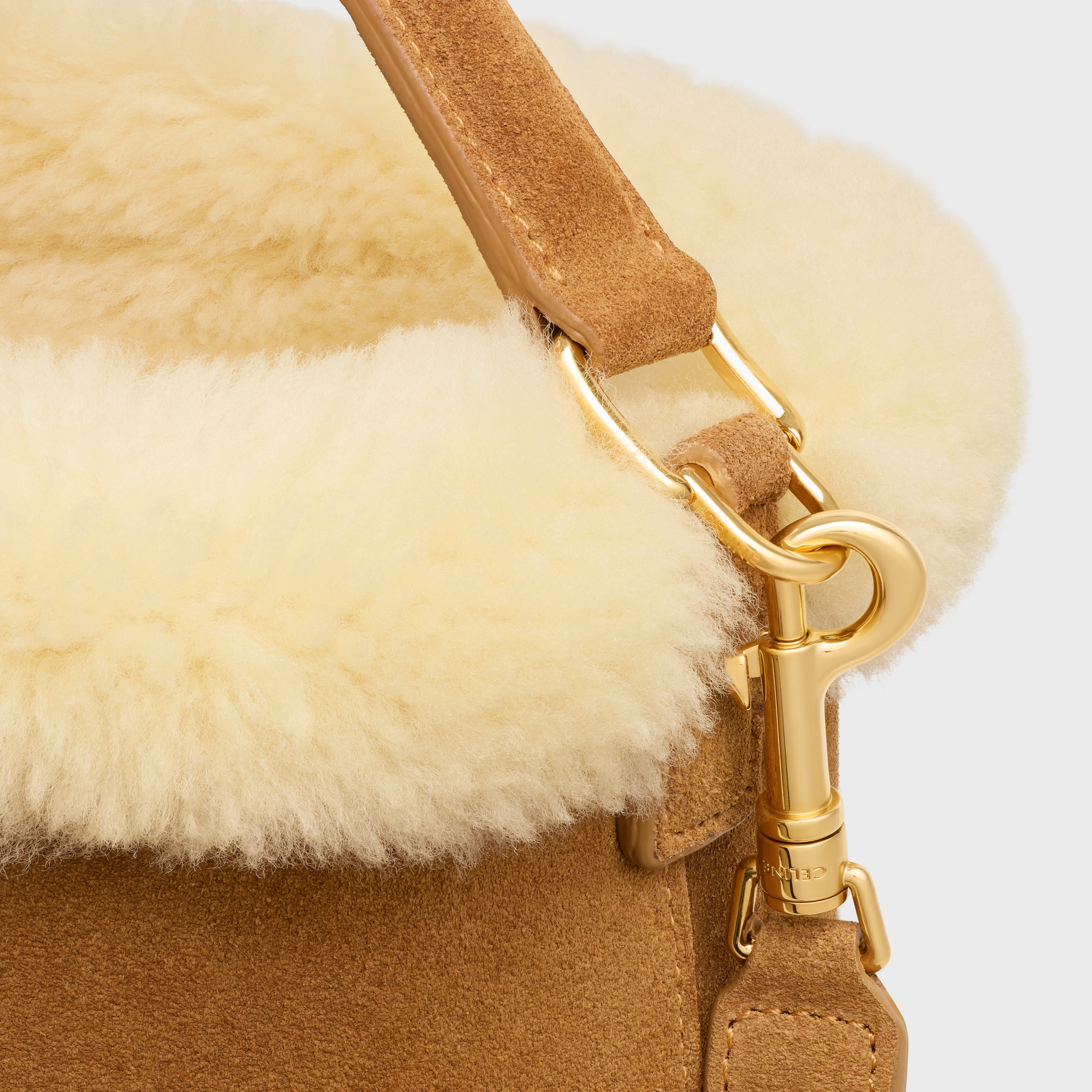 MEDIUM LOUISE BAG in SUEDE CALFSKIN AND SHEARLING - 4