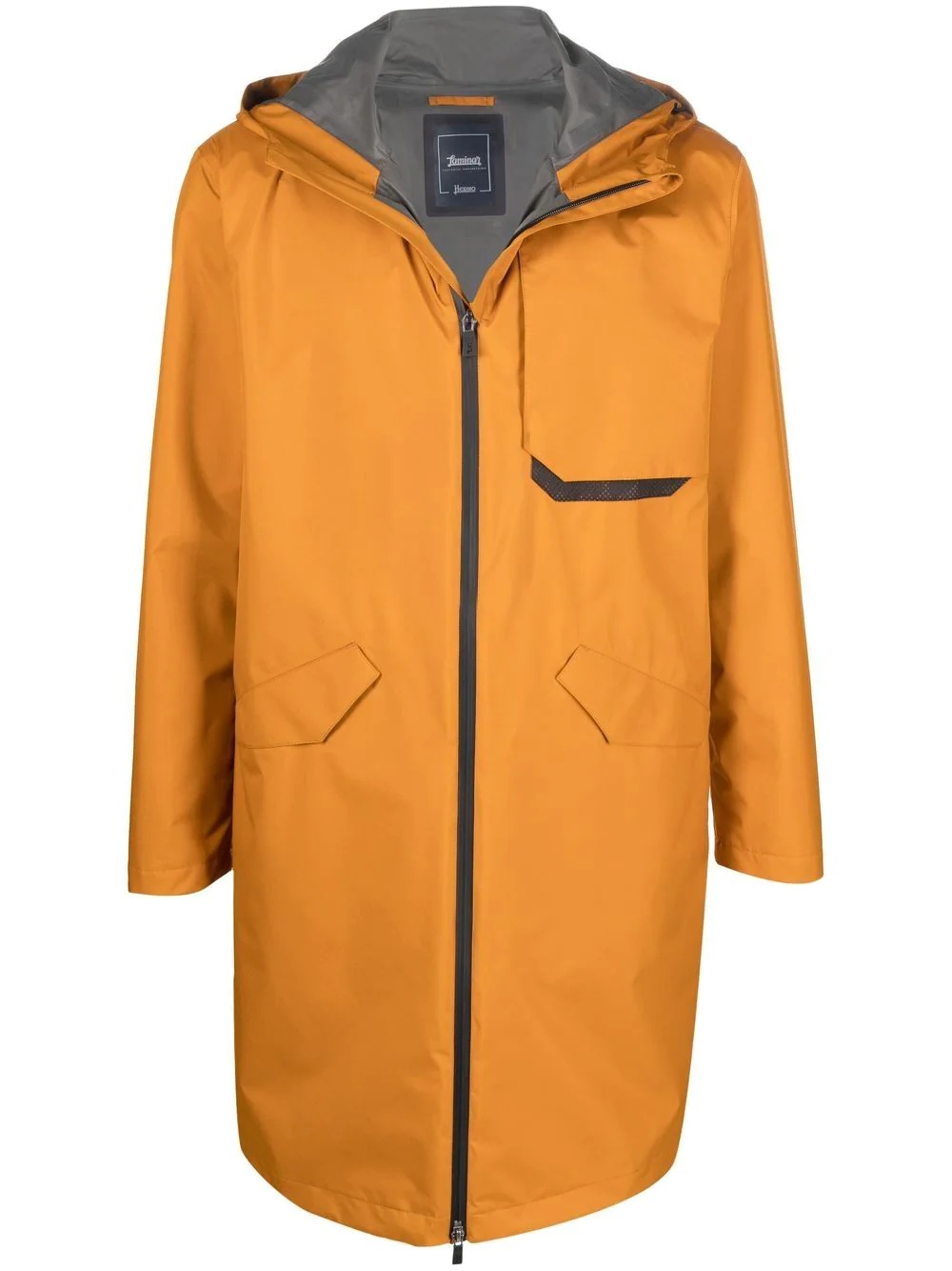 hooded longline rain coat - 1