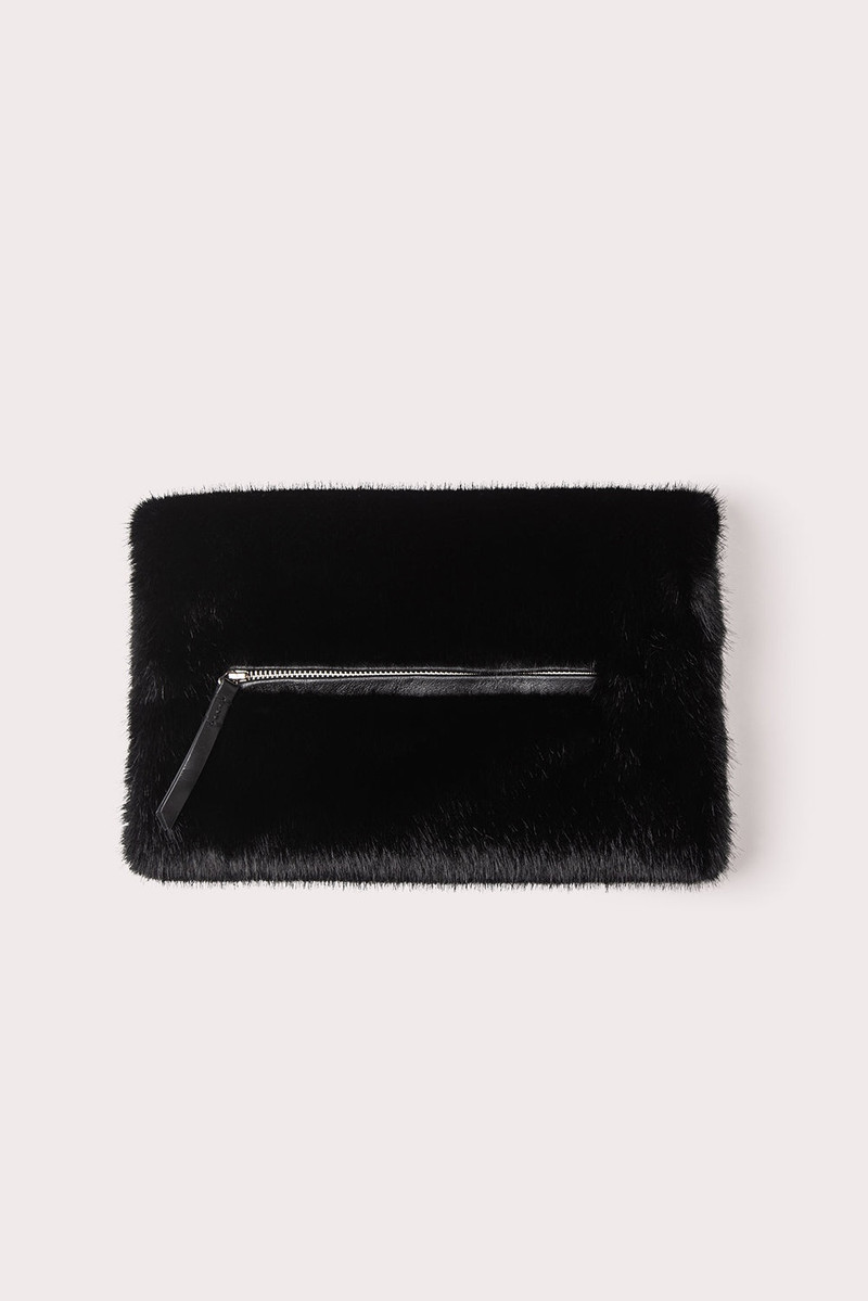 FLETCHER MUFF BLACK FAUX FUR 1