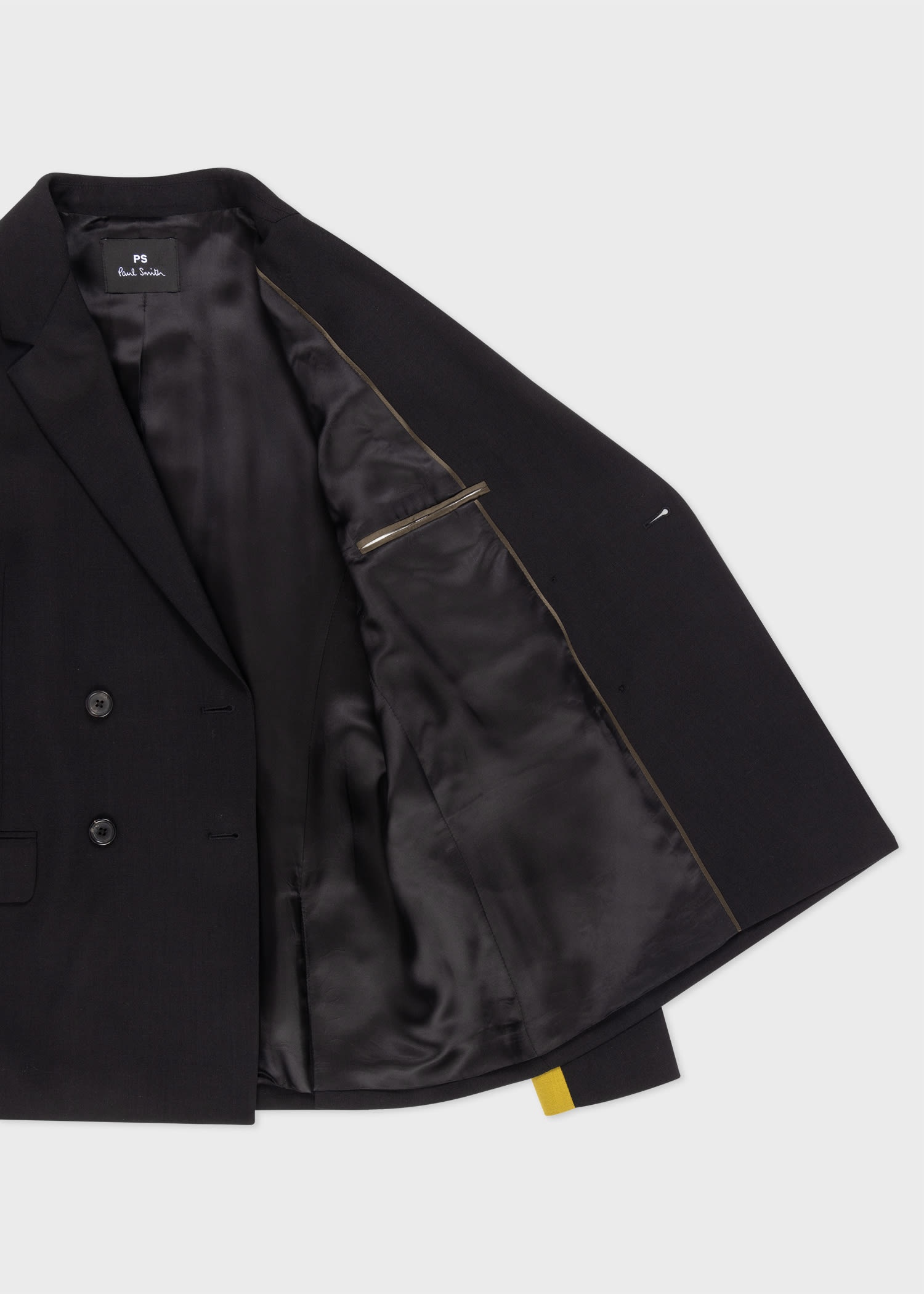 Black Double Breasted Contrast Blazer - 4