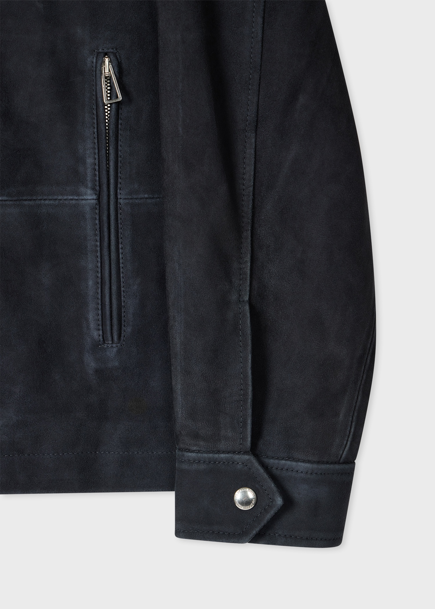Navy Suede Zip-Front Jacket - 3