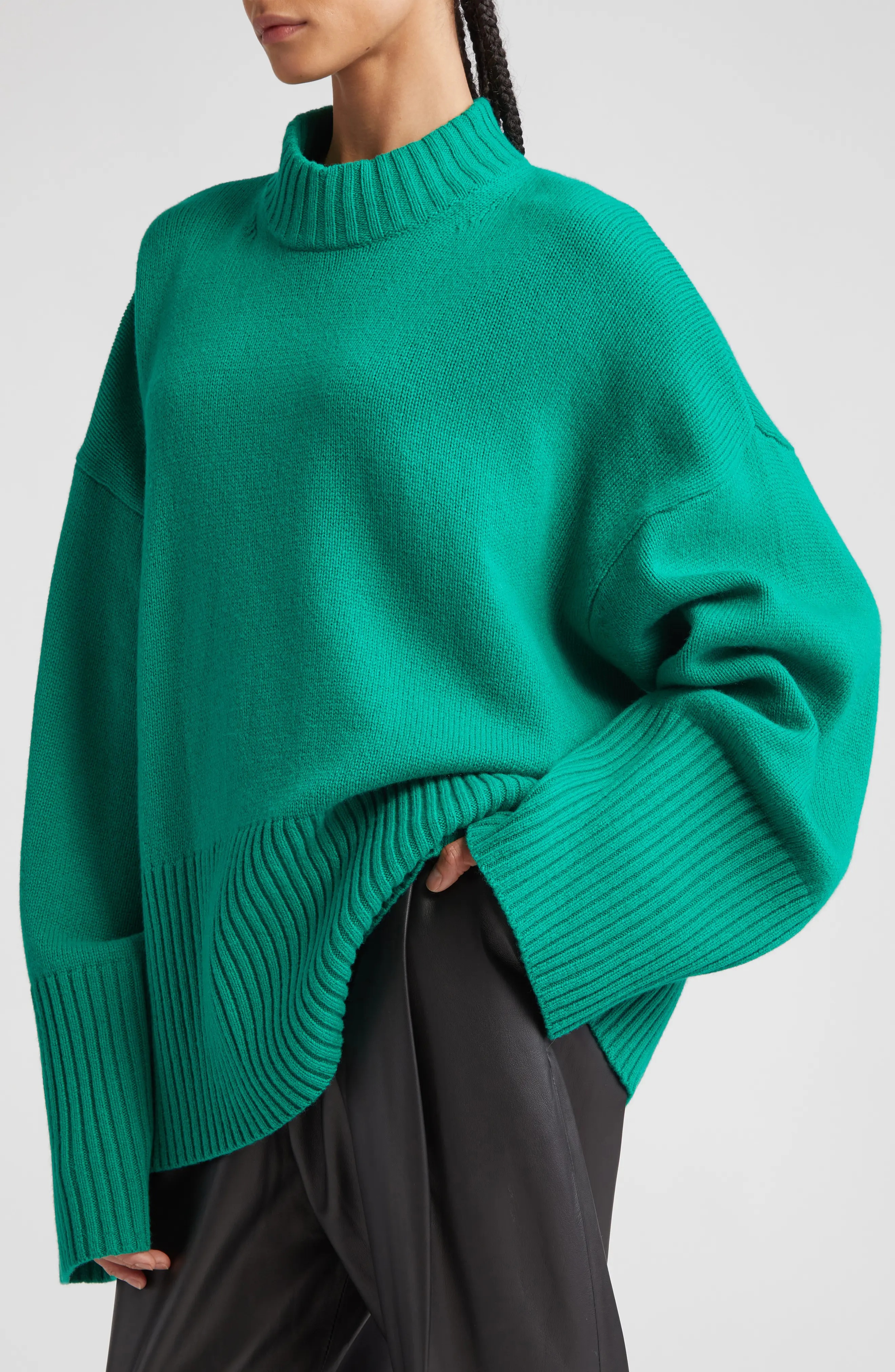Wool Crewneck Sweater in Intense Sage/Solid - 5