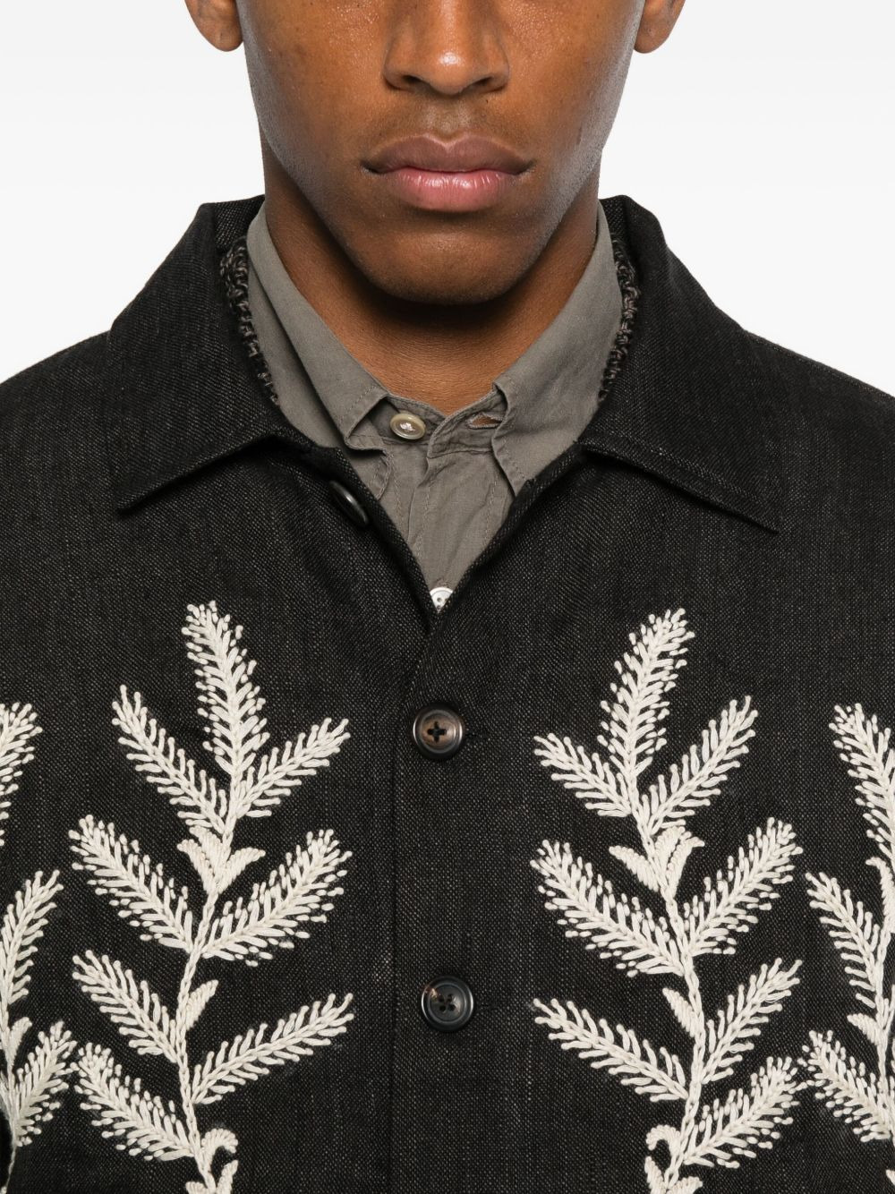 embroidered-sprig jacket - 4