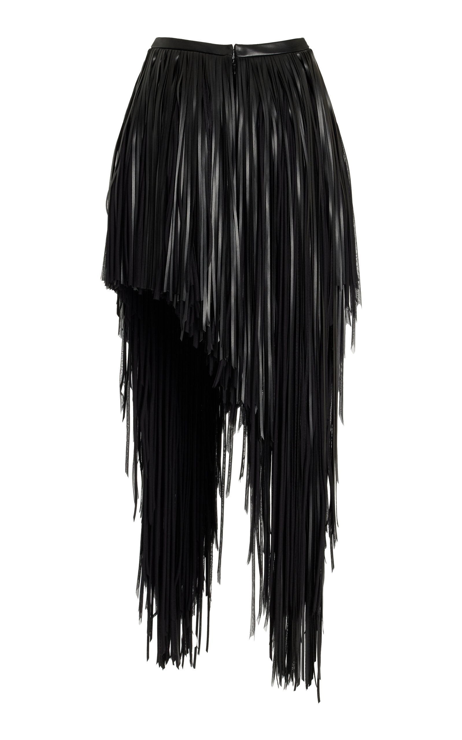 Phia Fringed Leather Silk Skirt black - 3