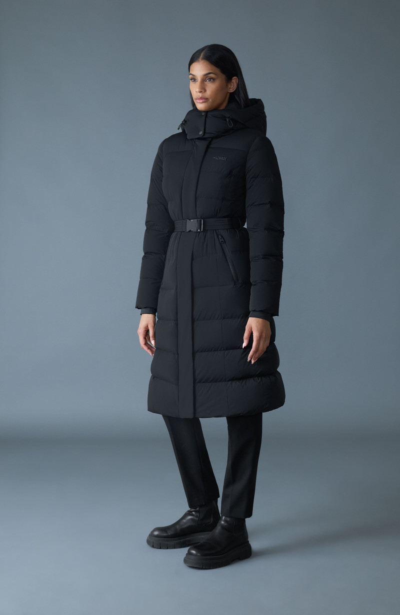 CORALIA-CITY Recycled Down Coat with Storm Visor and Belt 4