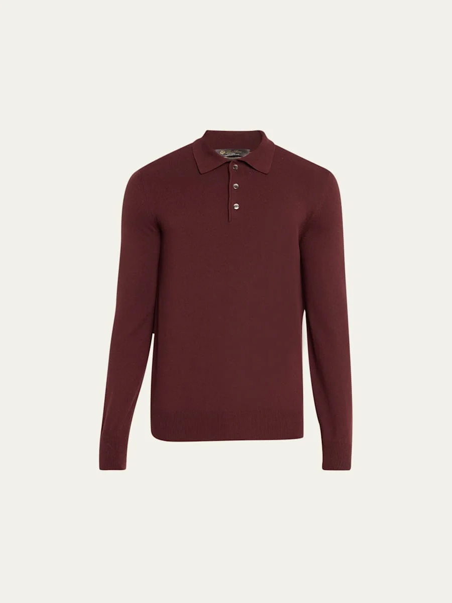 Men's Vicuna Wool Polo Sweater - 1
