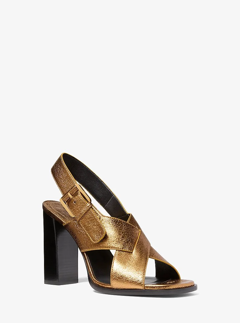 Jasmine Metallic Lizard Embossed Leather Sandal - 1