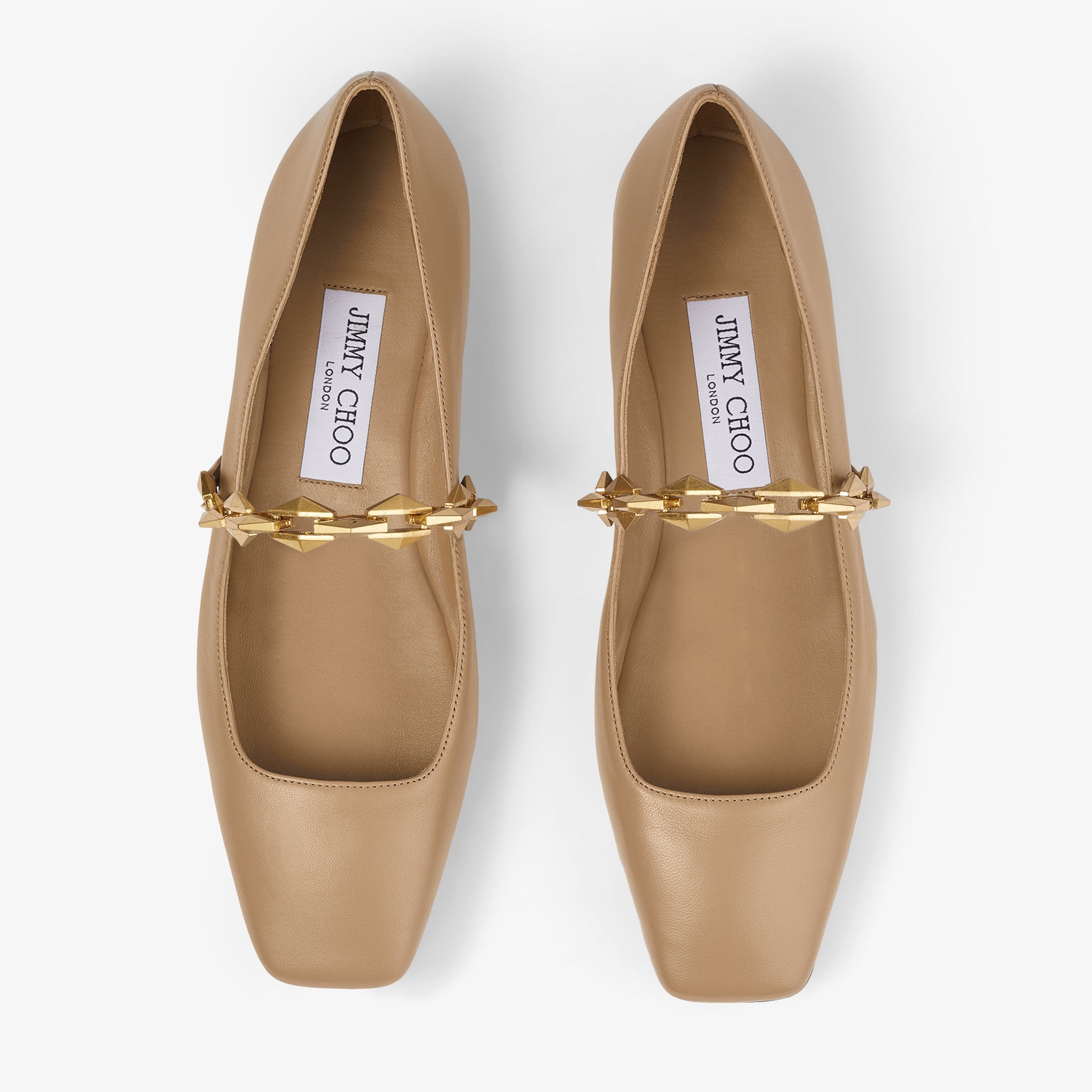 Diamond Tilda Flat
Biscuit Nappa Leather Flats with Diamond Chain - 5