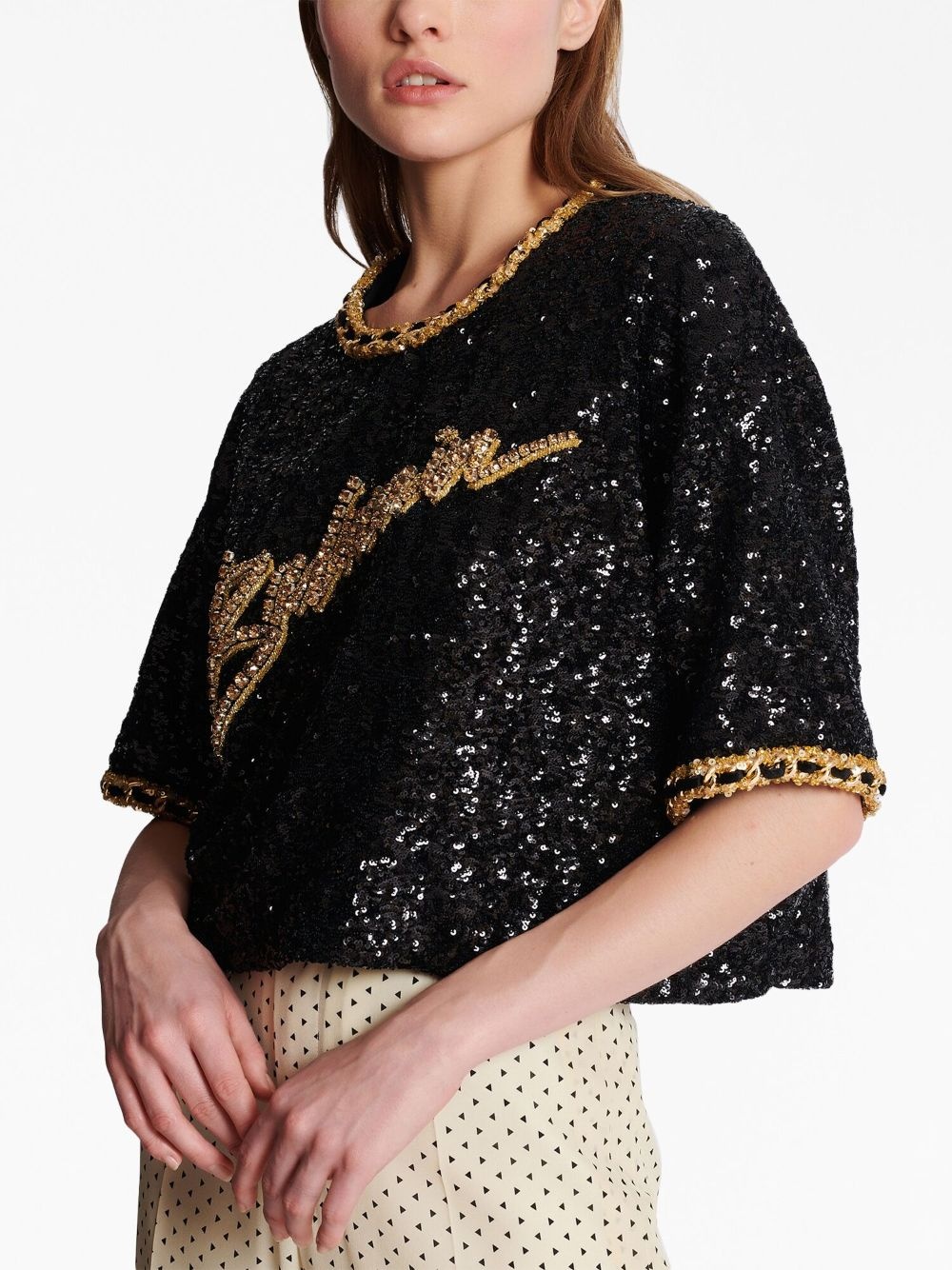 logo-embroidery sequin top - 7
