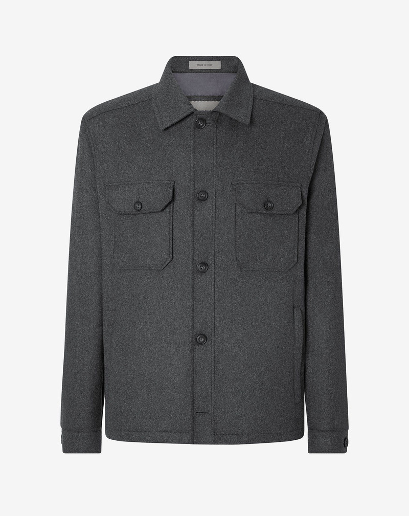 Anthracite grey stretch cashmere overshirt 1