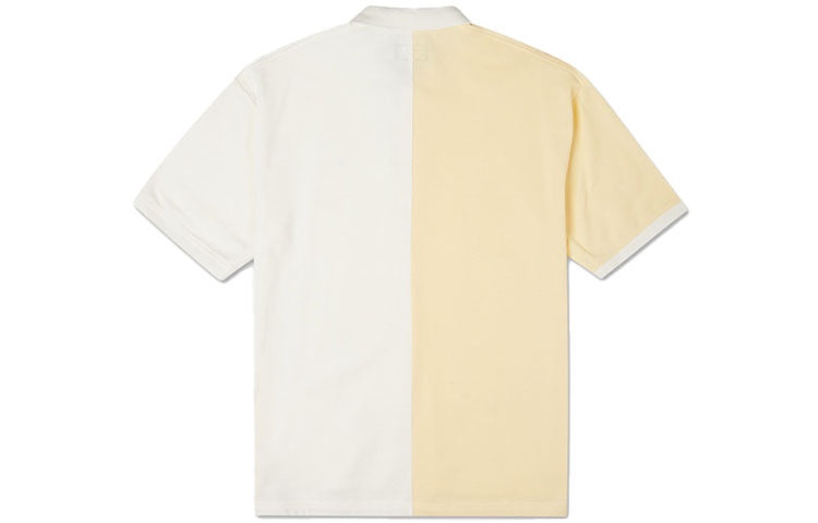 Men's Converse Splicing Colorblock Lapel Short Sleeve Cream Yellow Polo Shirt 10022780-A01 - 2