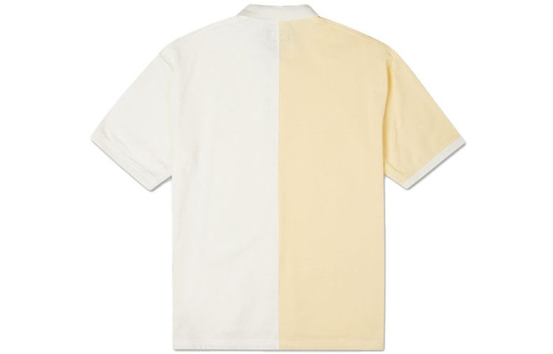Converse Men's Converse Splicing Colorblock Lapel Short Sleeve Cream Yellow Polo Shirt 10022780-A01 outlook