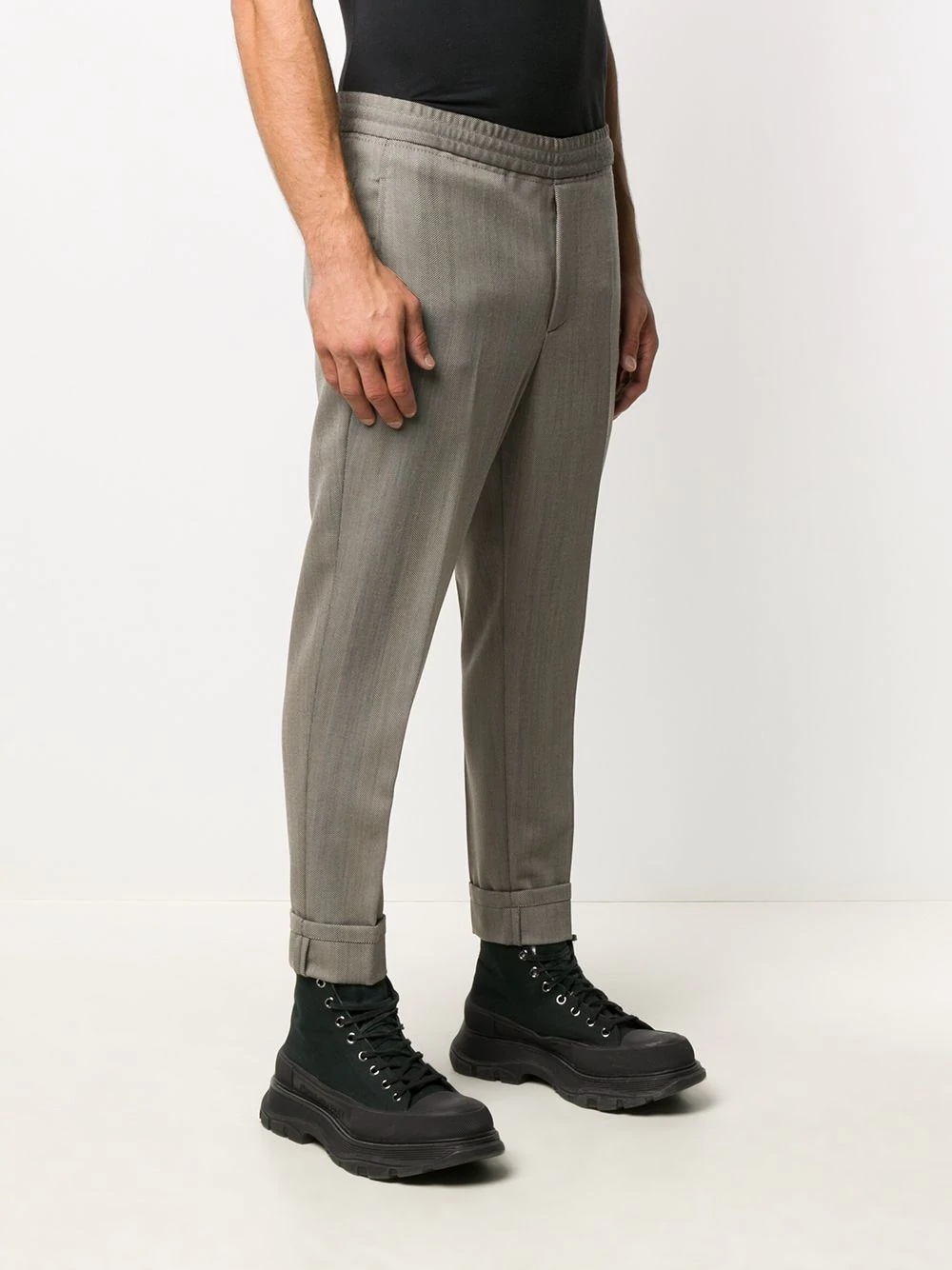 herringbone-pattern slim-fit trousers - 3